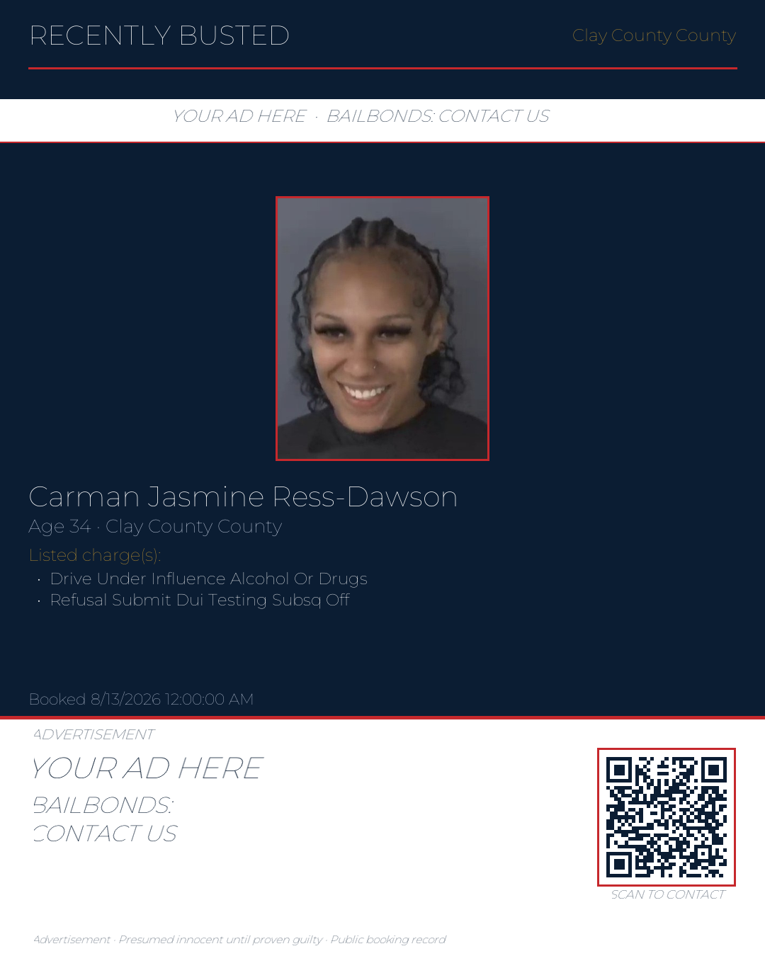 Arrest report - CARMAN JASMINE RESS-DAWSON