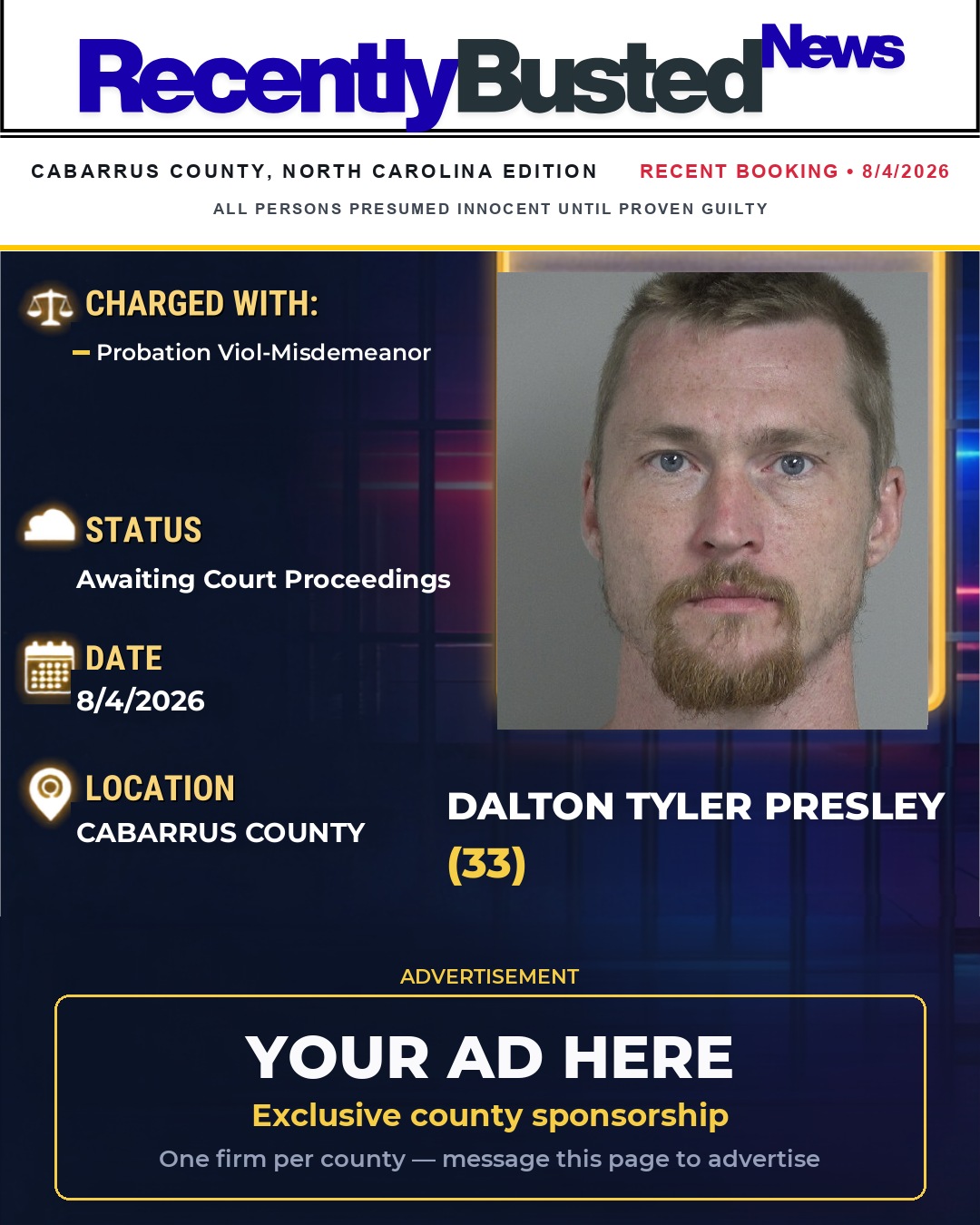 Arrest report - DALTON TYLER PRESLEY