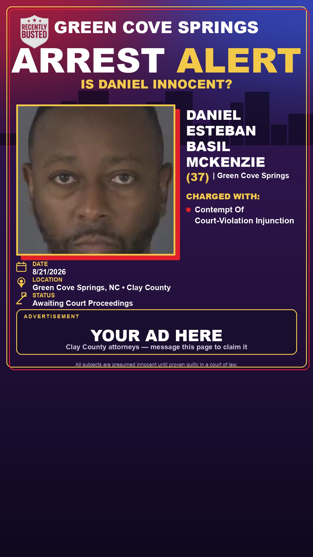 Arrest report - DANIEL ESTEBAN BASIL MCKENZIE