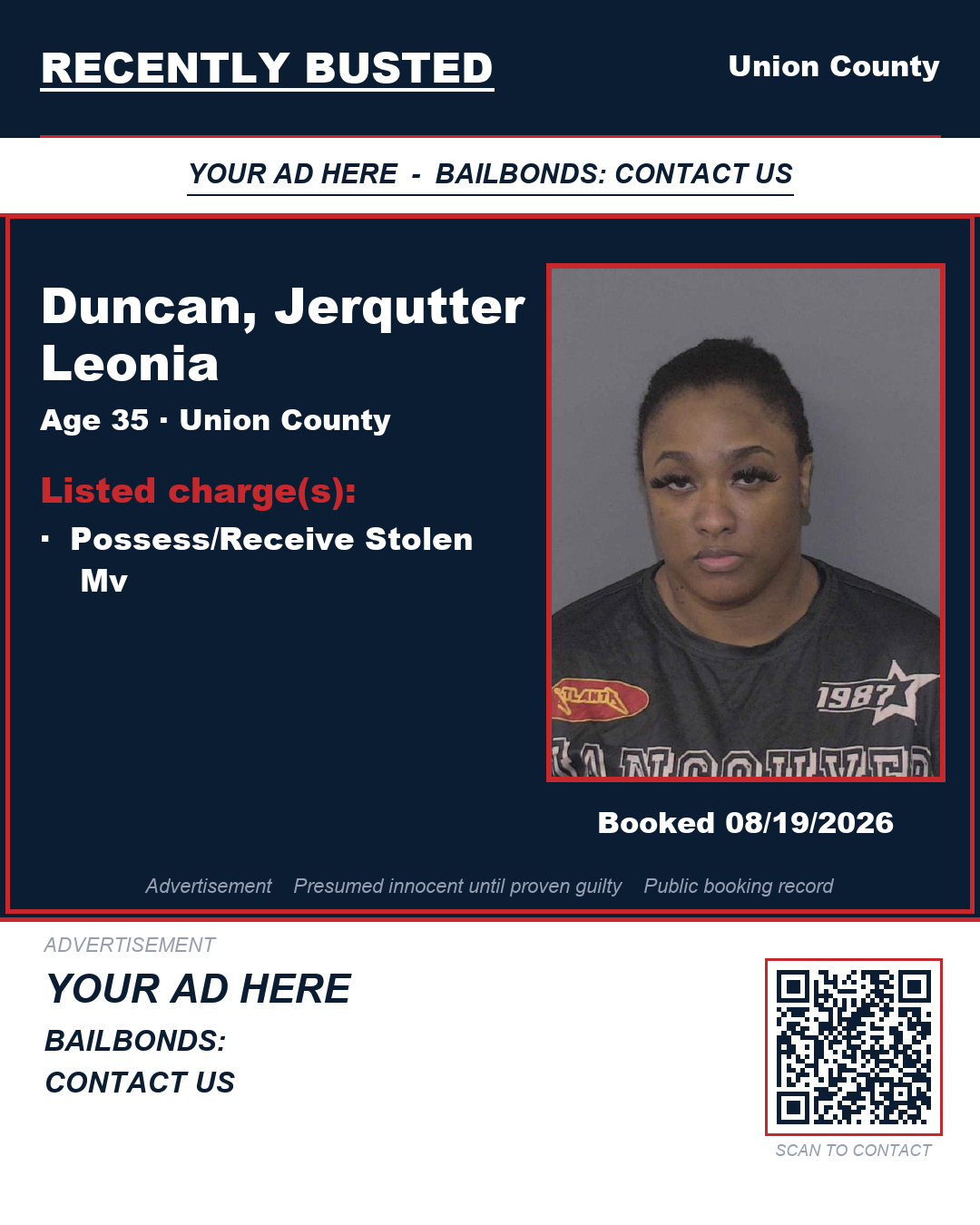 Arrest report - DUNCAN, JERQUTTER LEONIA