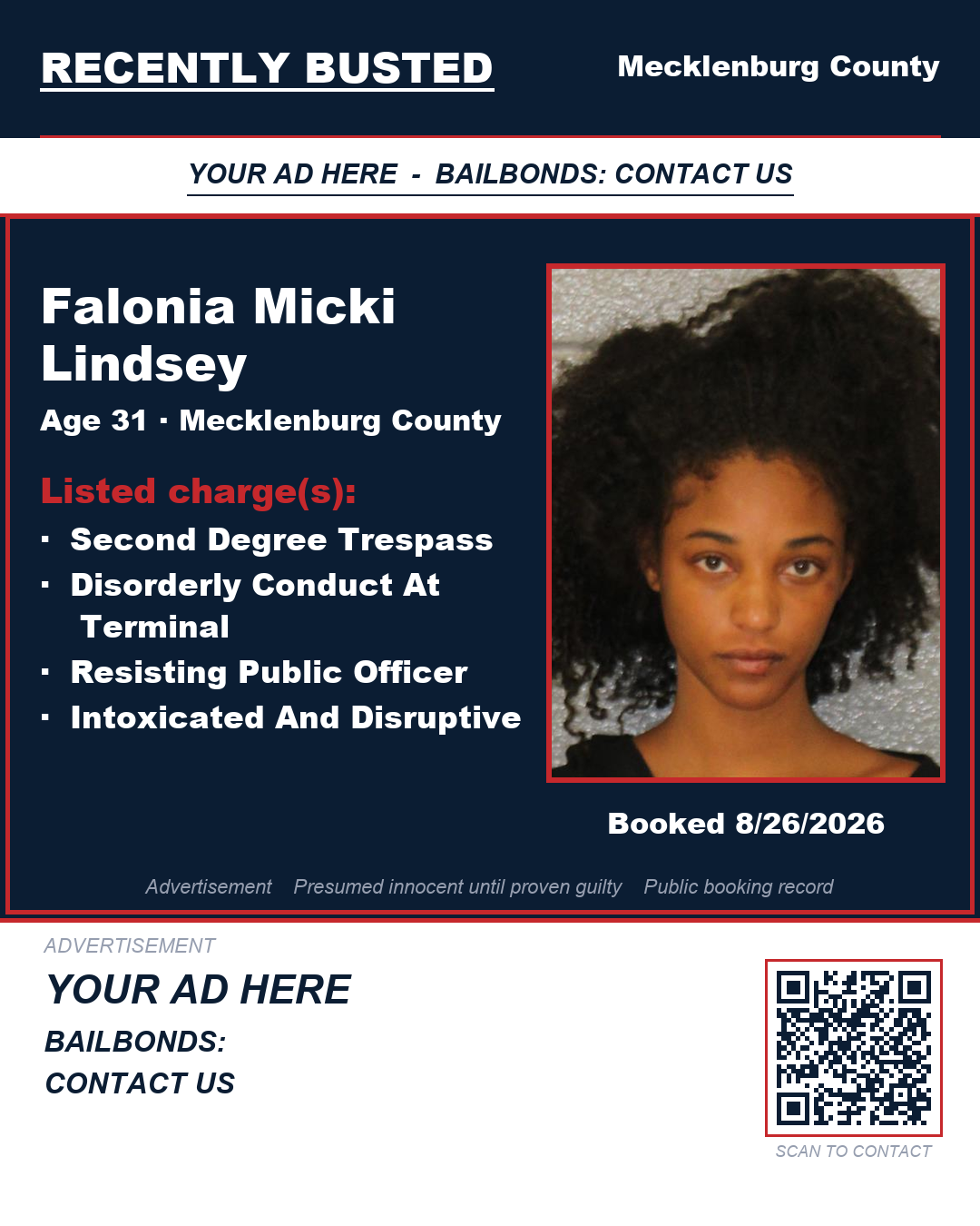 Arrest report - FALONIA MICKI LINDSEY
