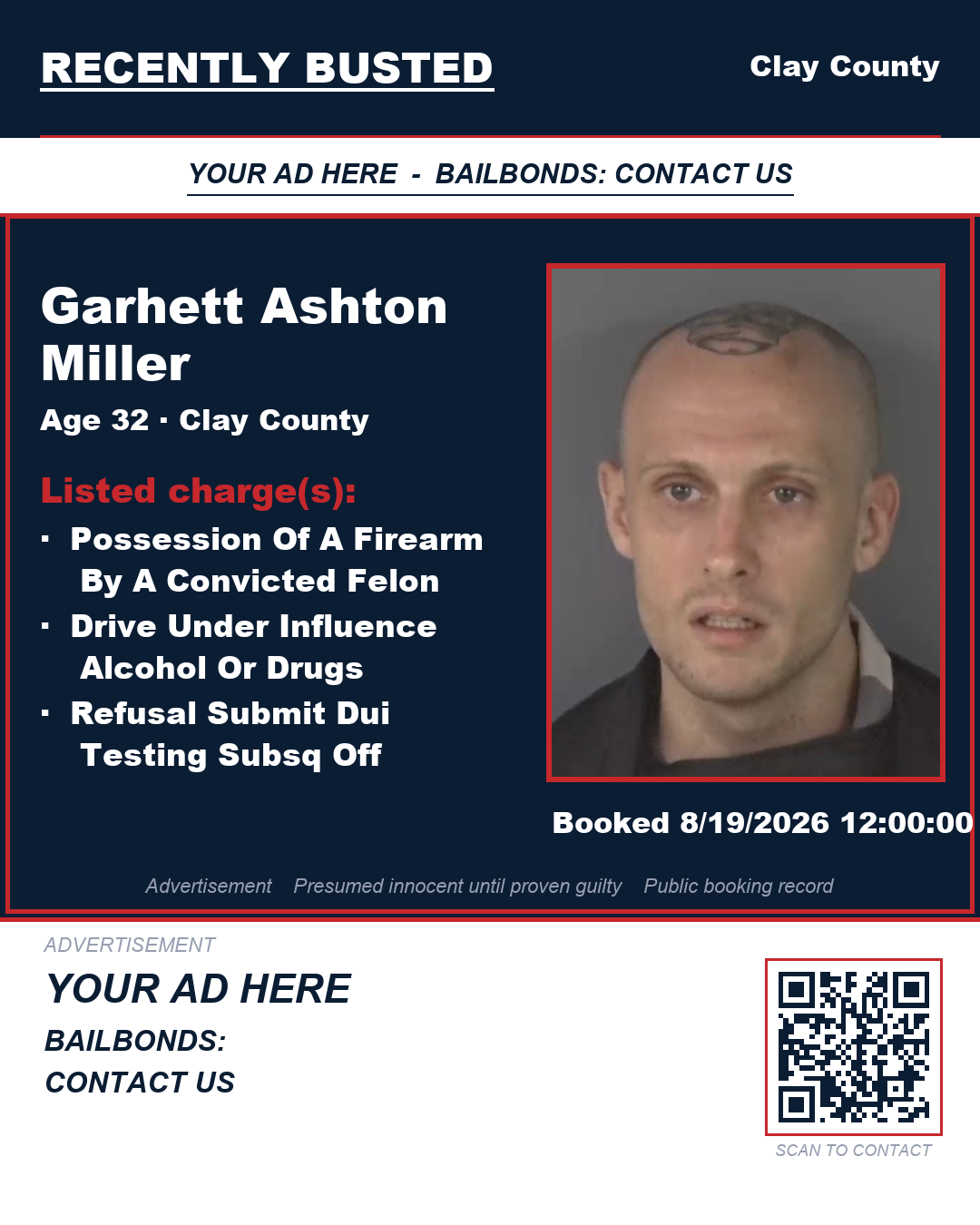 Arrest report - GARHETT ASHTON MILLER
