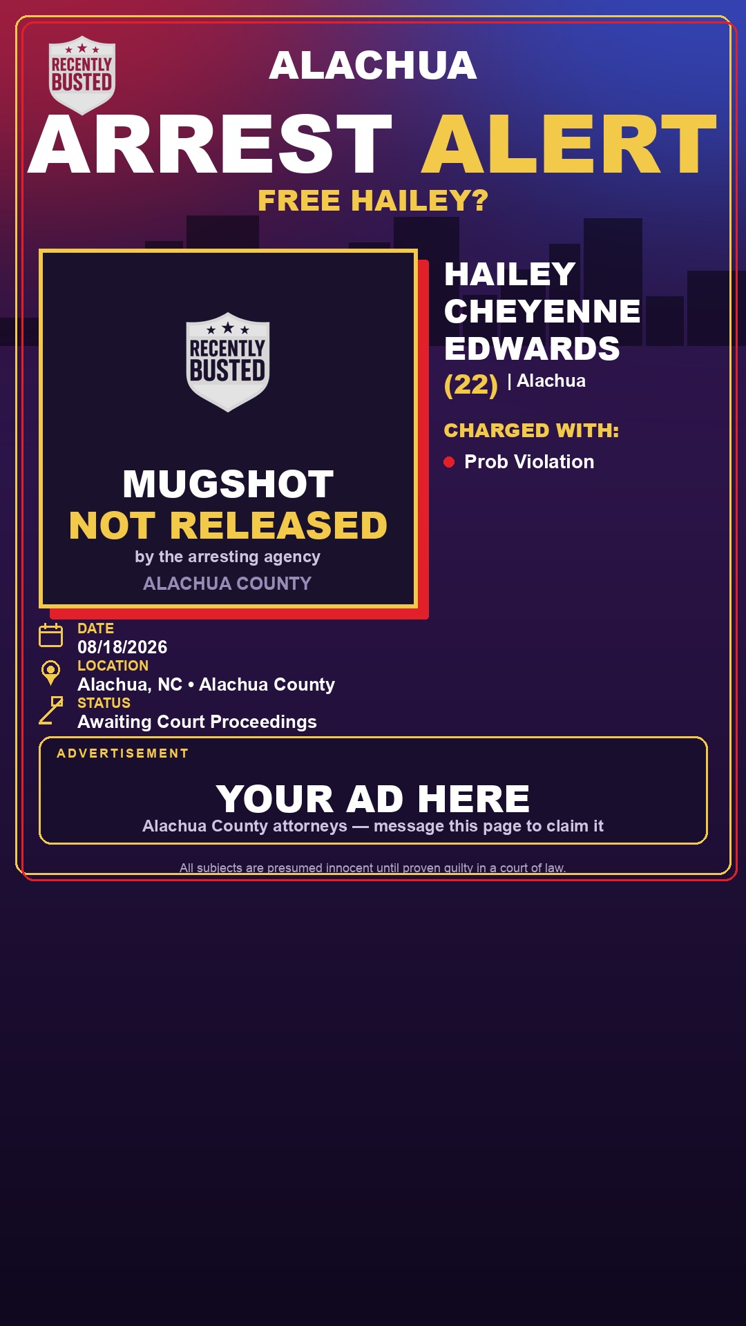 Arrest report - Hailey Cheyenne Edwards