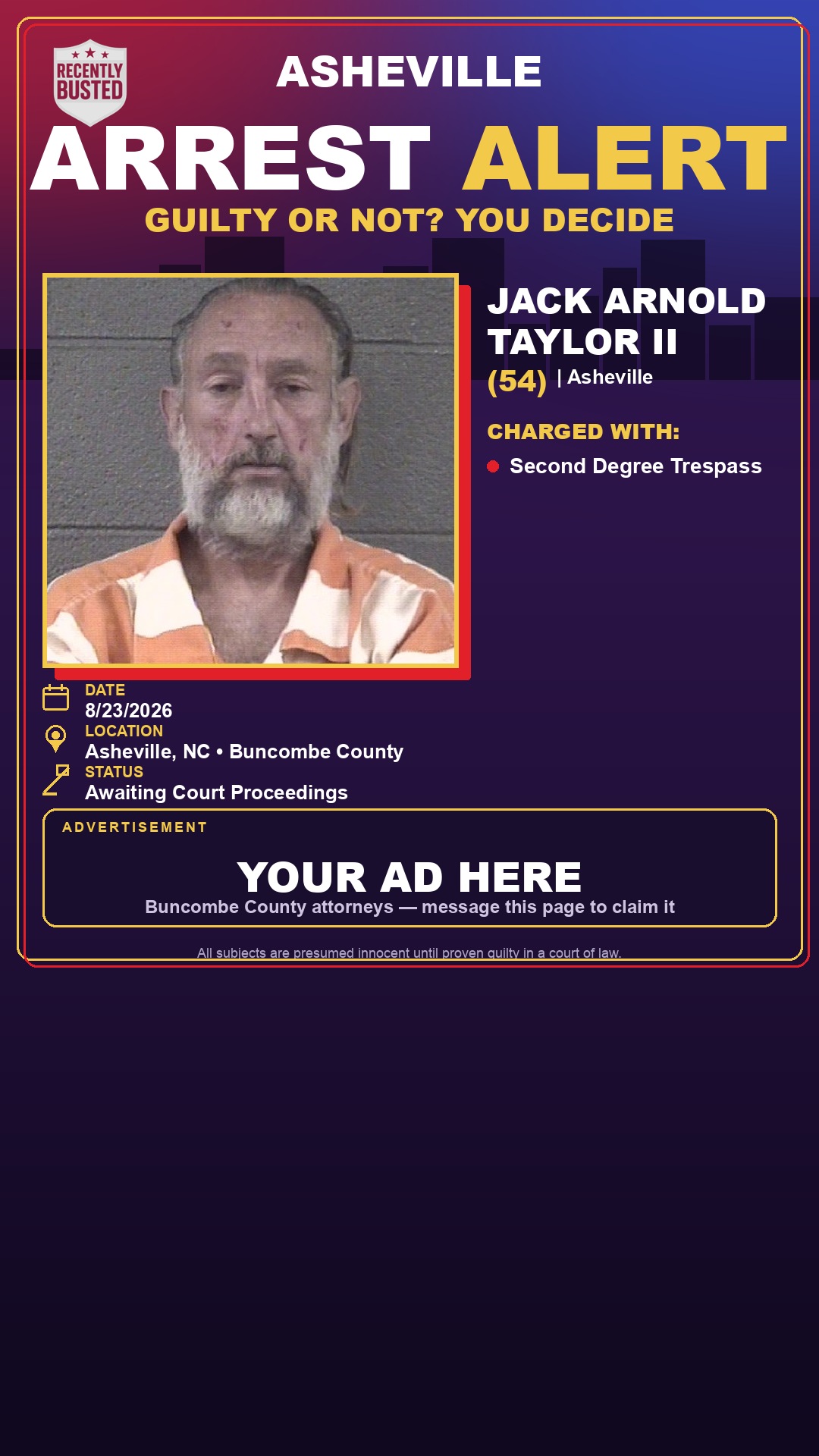Arrest report - JACK ARNOLD TAYLOR II
