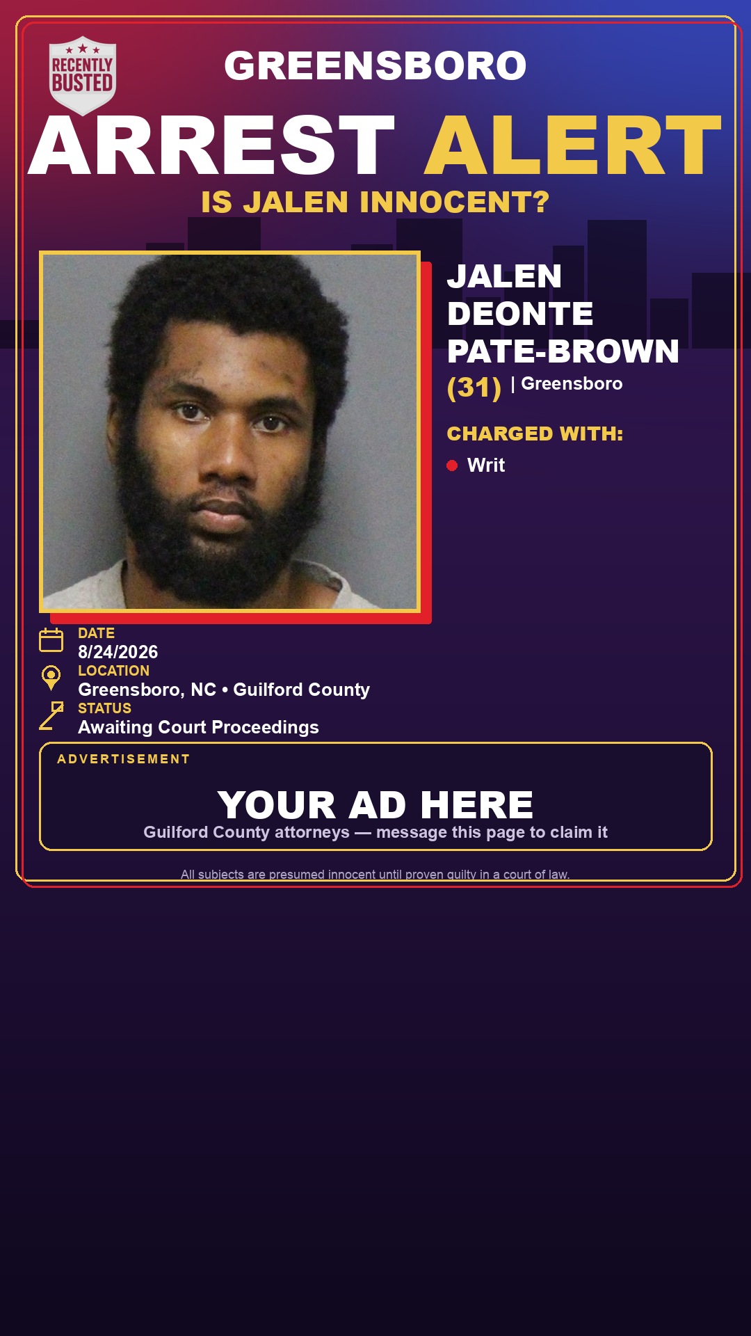 Arrest report - JALEN DEONTE PATE-BROWN