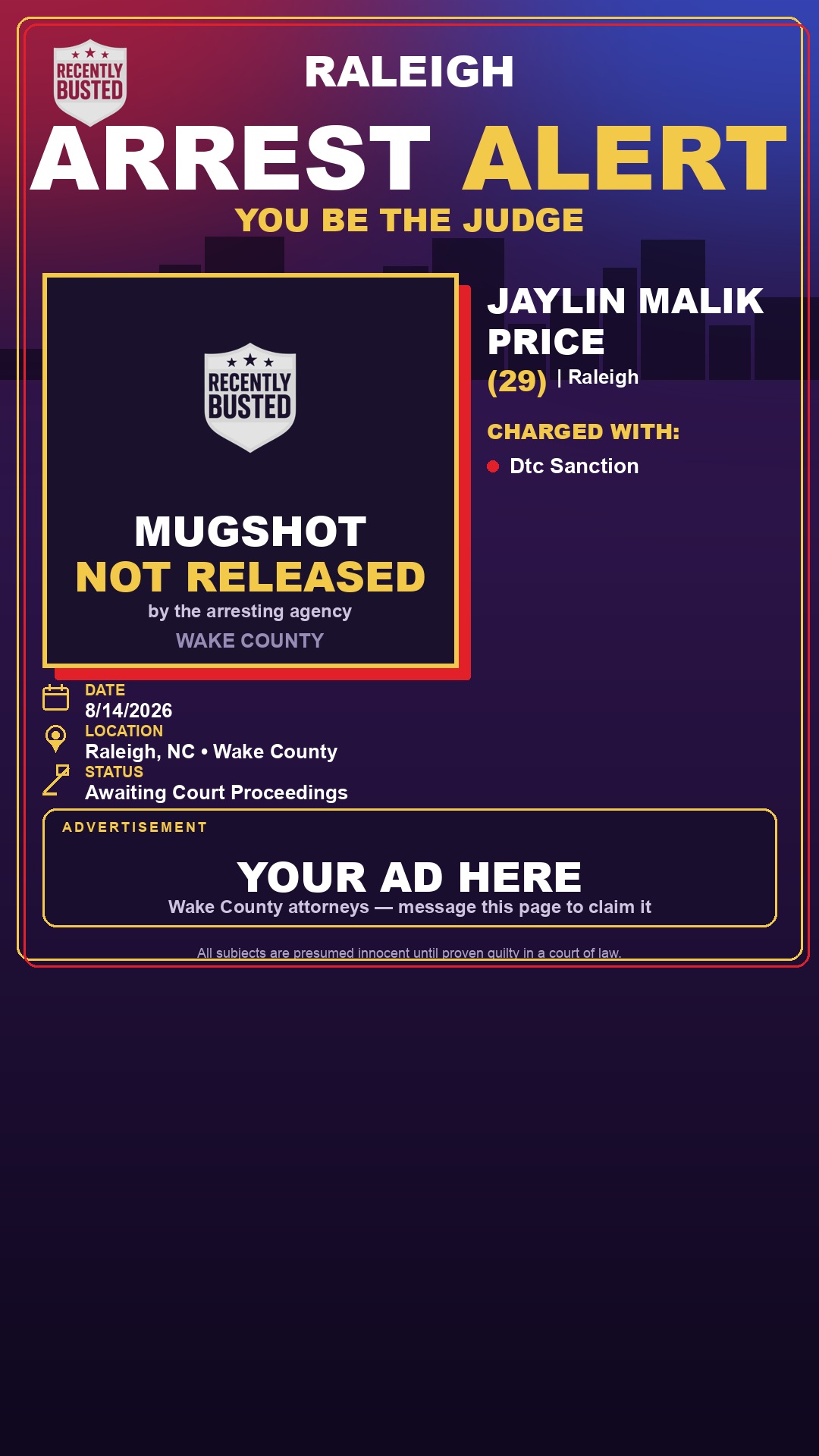 Arrest report - JAYLIN MALIK PRICE