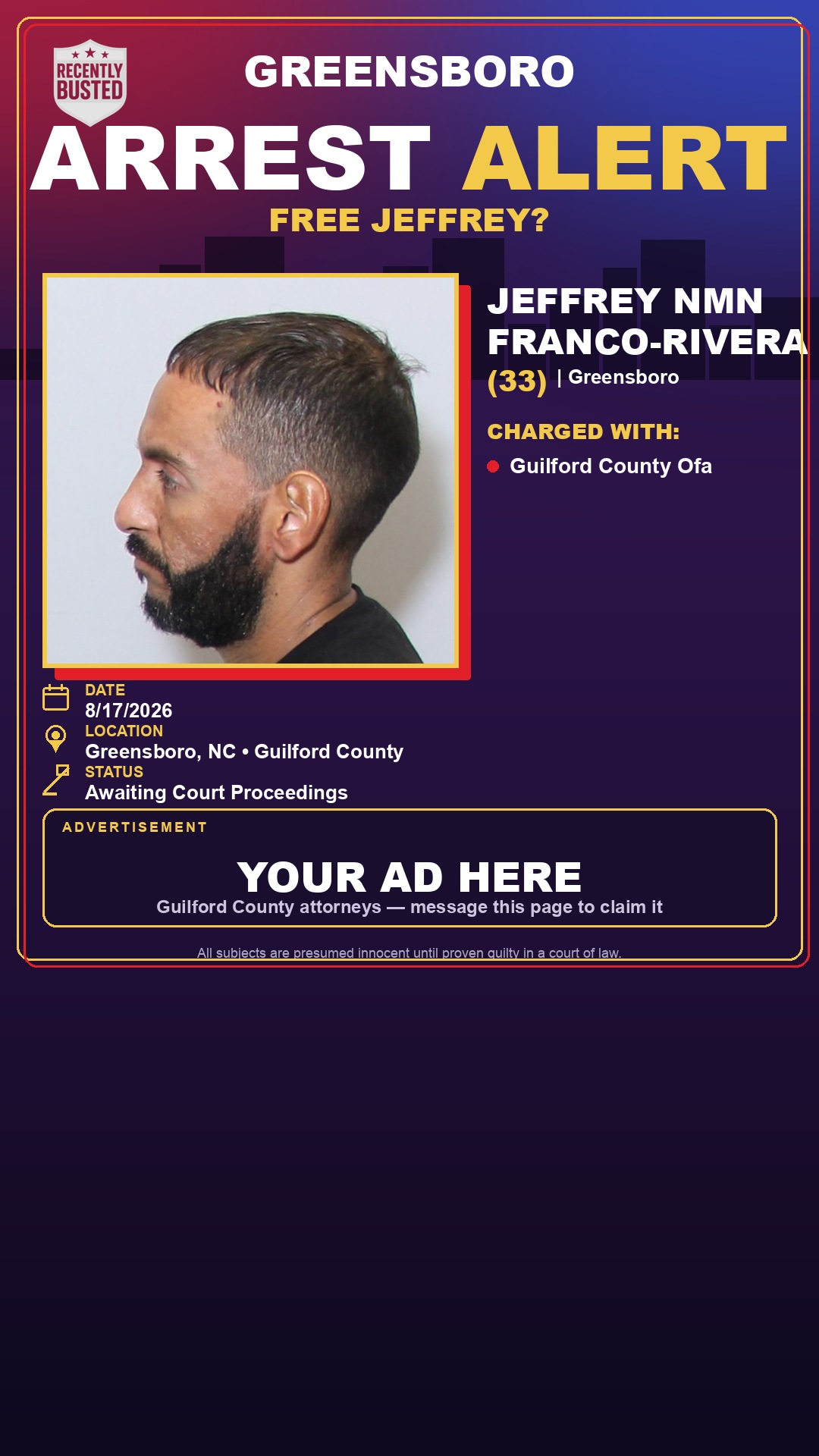 Arrest report - JEFFREY NMN FRANCO-RIVERA