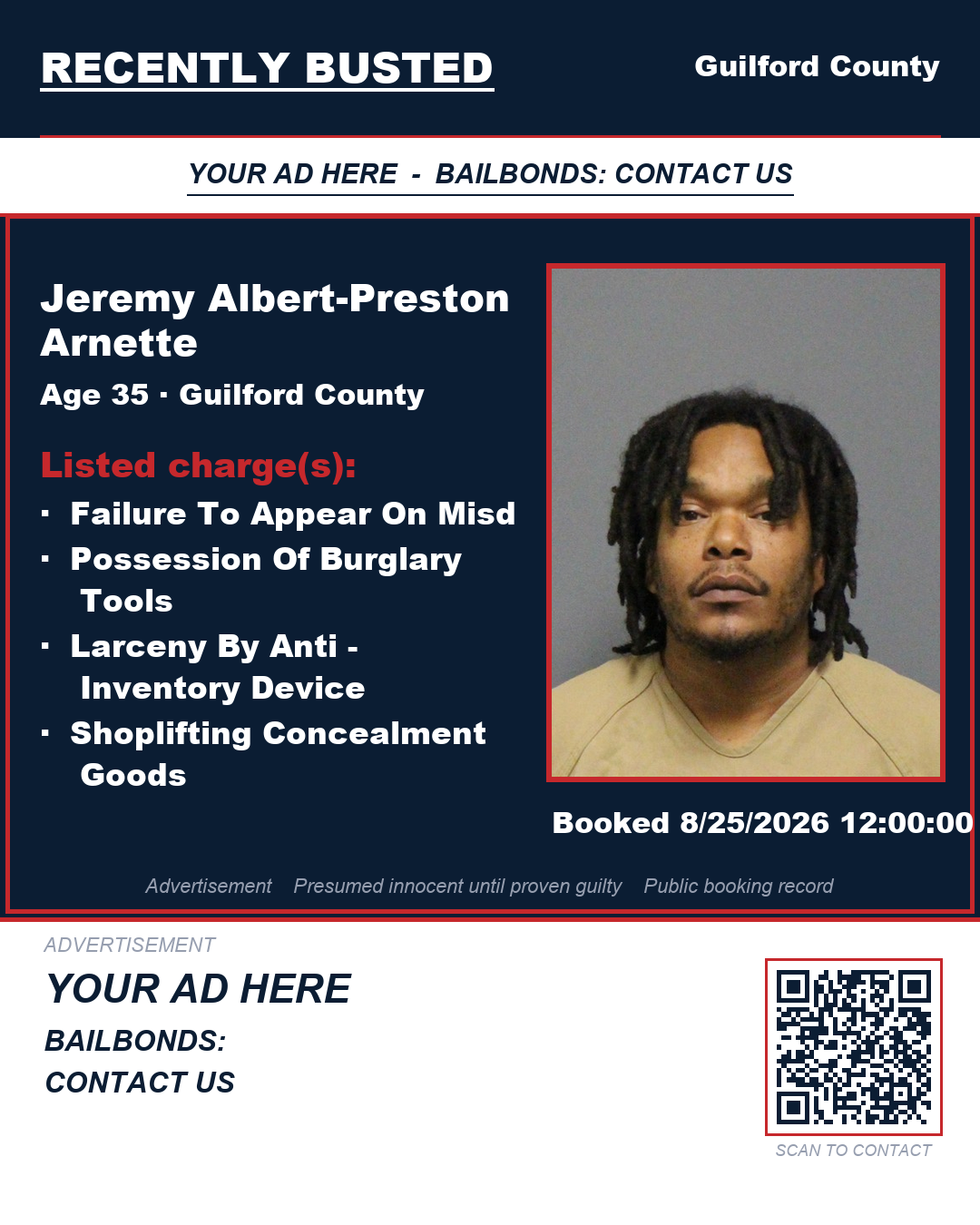 Arrest report - JEREMY ALBERT-PRESTON ARNETTE