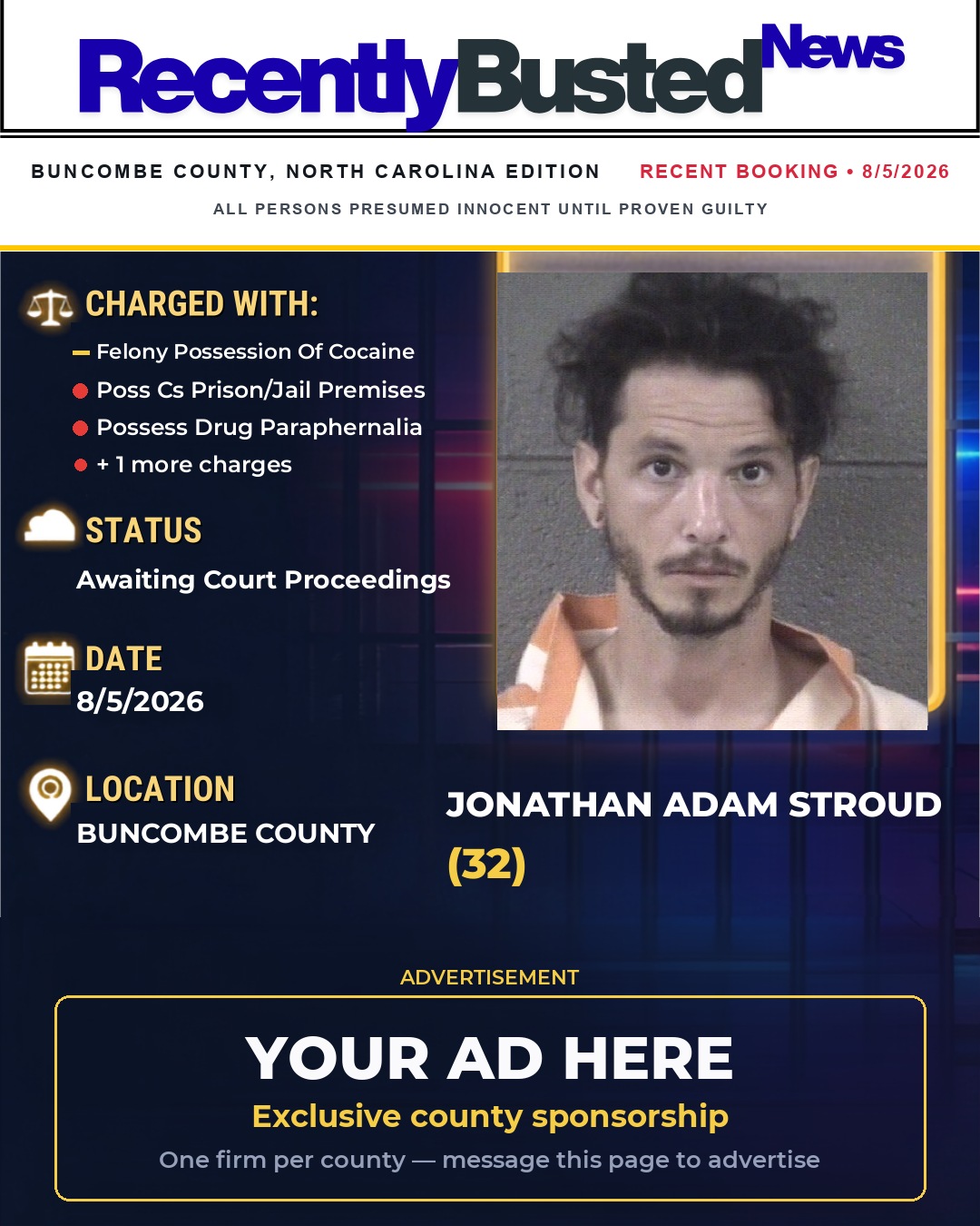 Arrest report - JONATHAN ADAM STROUD