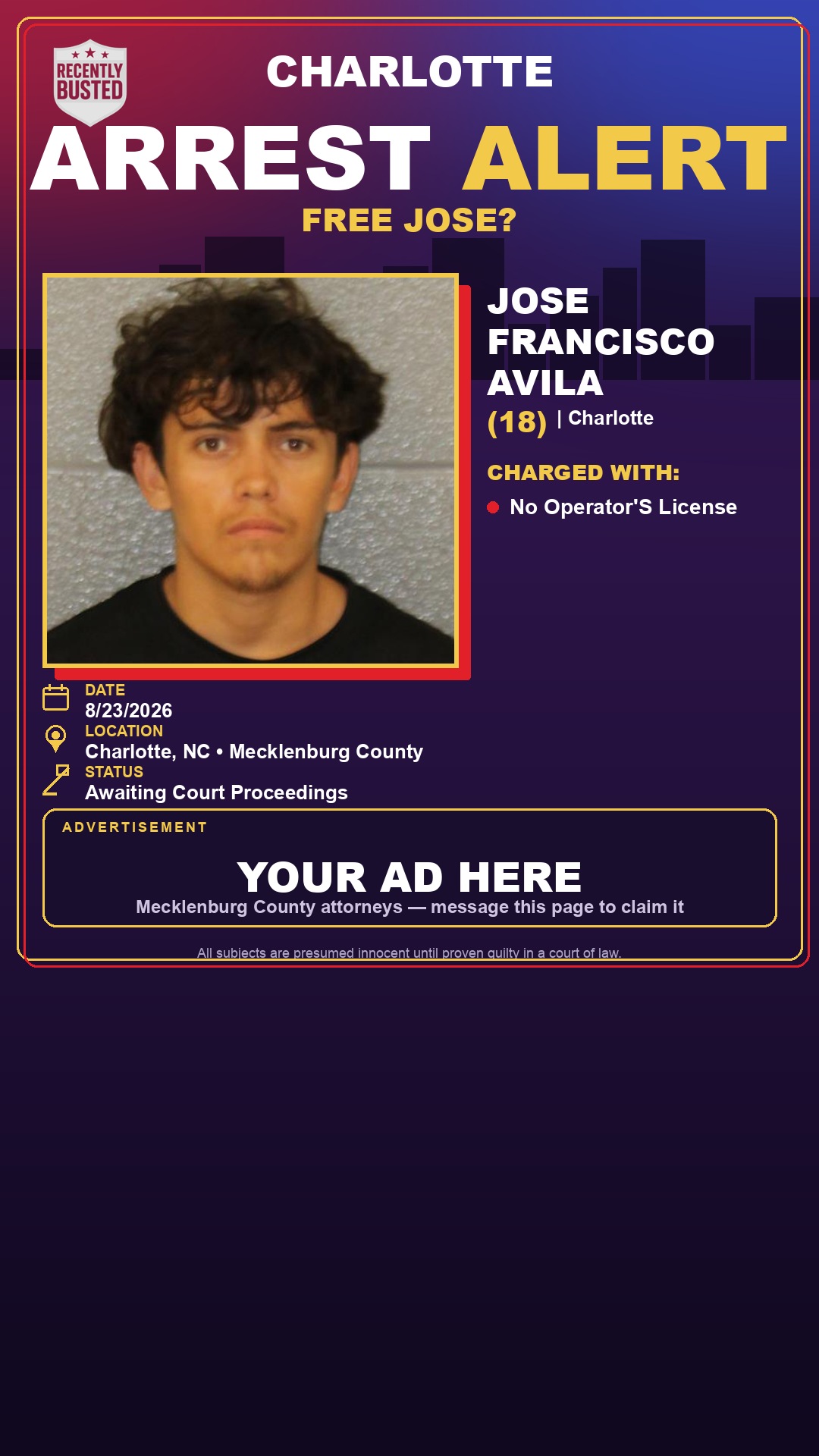 Arrest report - JOSE FRANCISCO AVILA