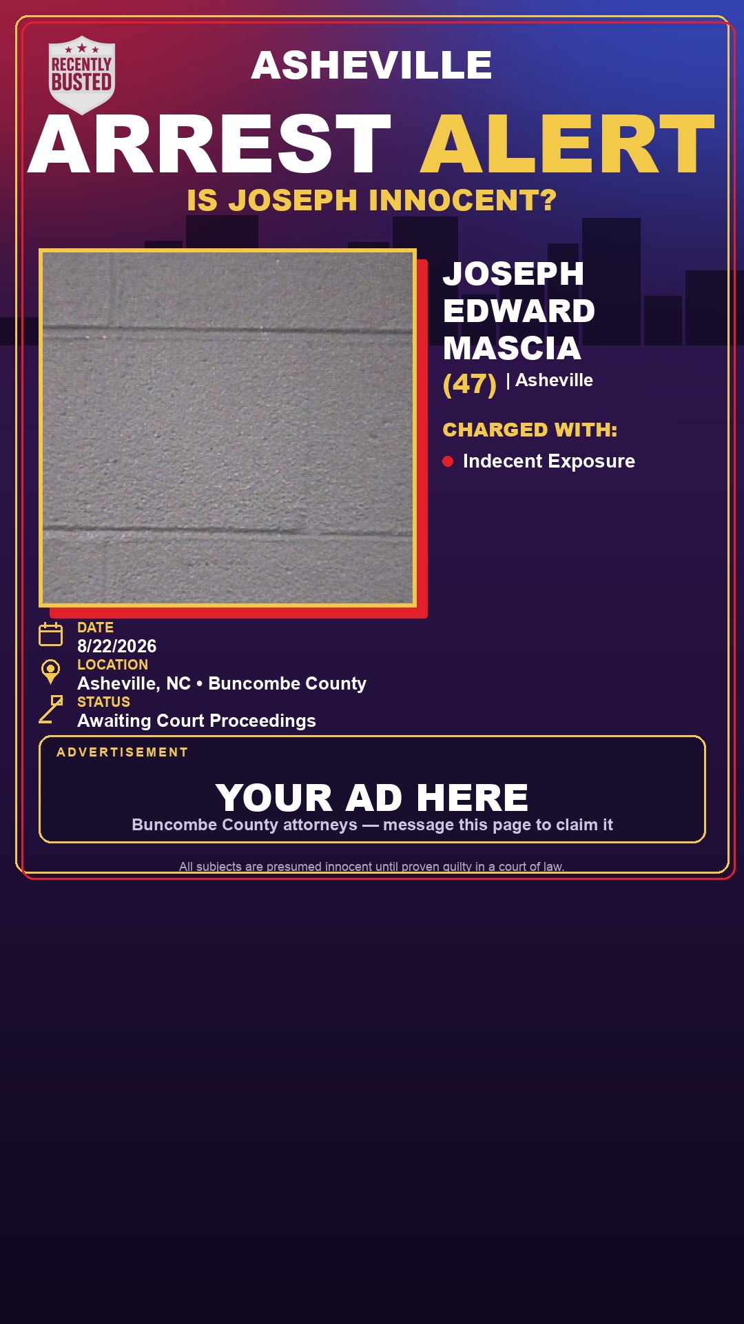 Arrest report - JOSEPH EDWARD MASCIA