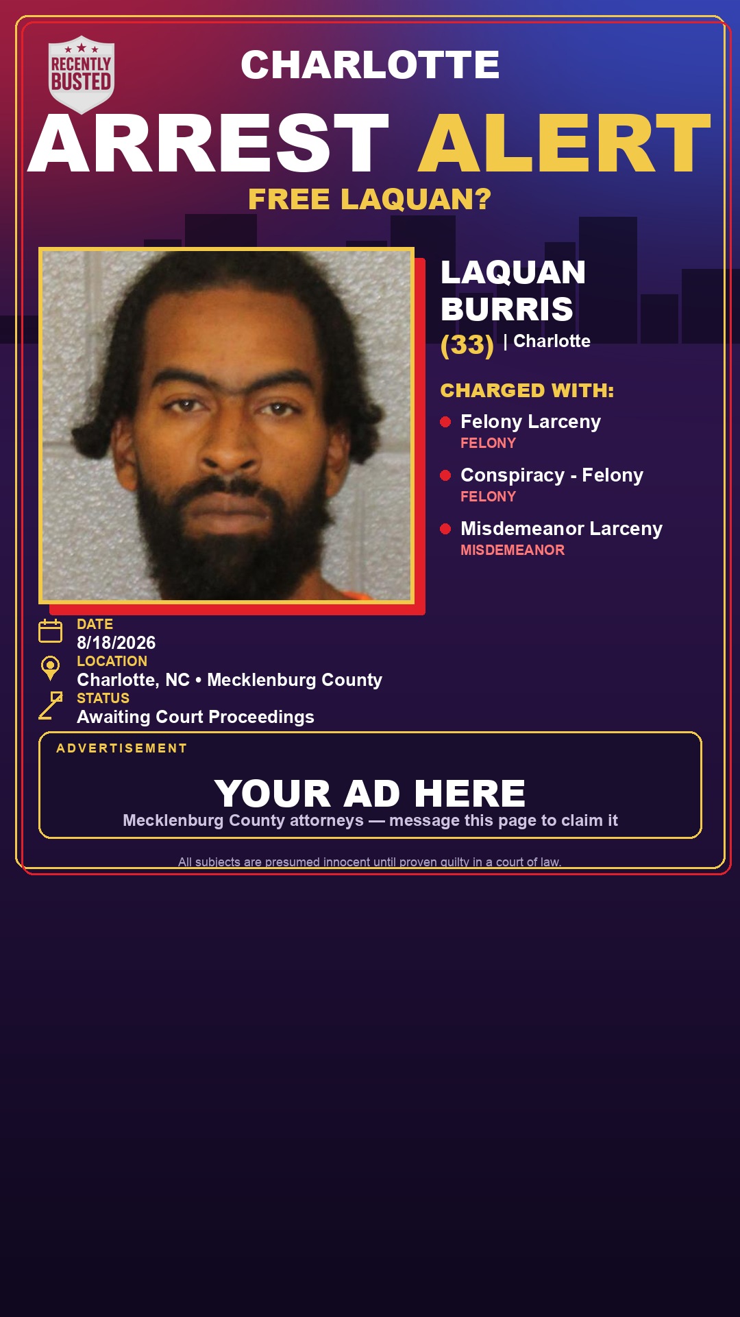 Arrest report - LAQUAN BURRIS