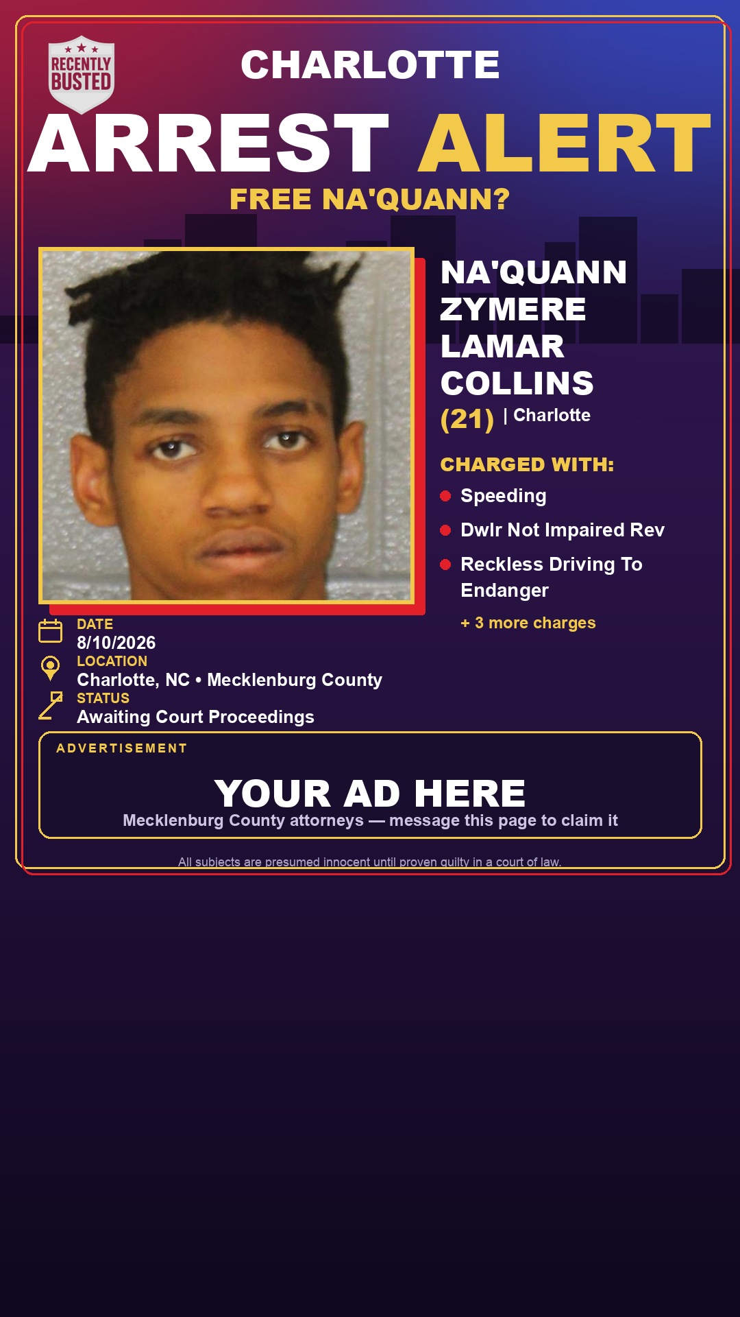 Arrest report - NA'QUANN ZYMERE LAMAR COLLINS