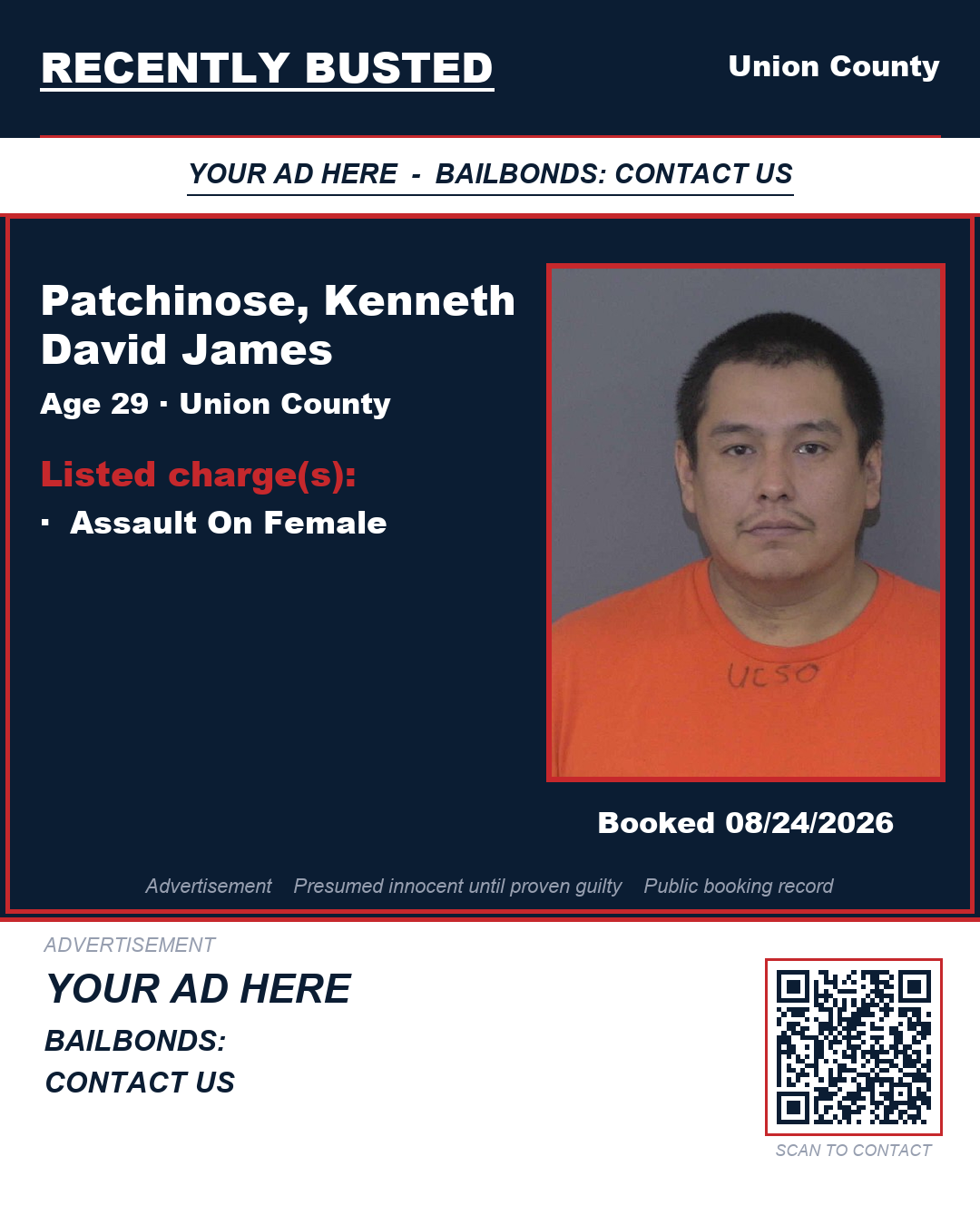 Arrest report - PATCHINOSE, KENNETH DAVID JAMES