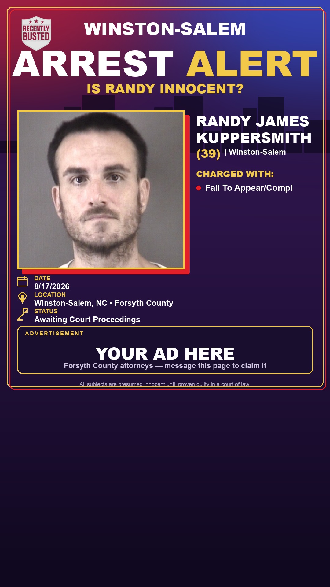 Arrest report - RANDY JAMES KUPPERSMITH