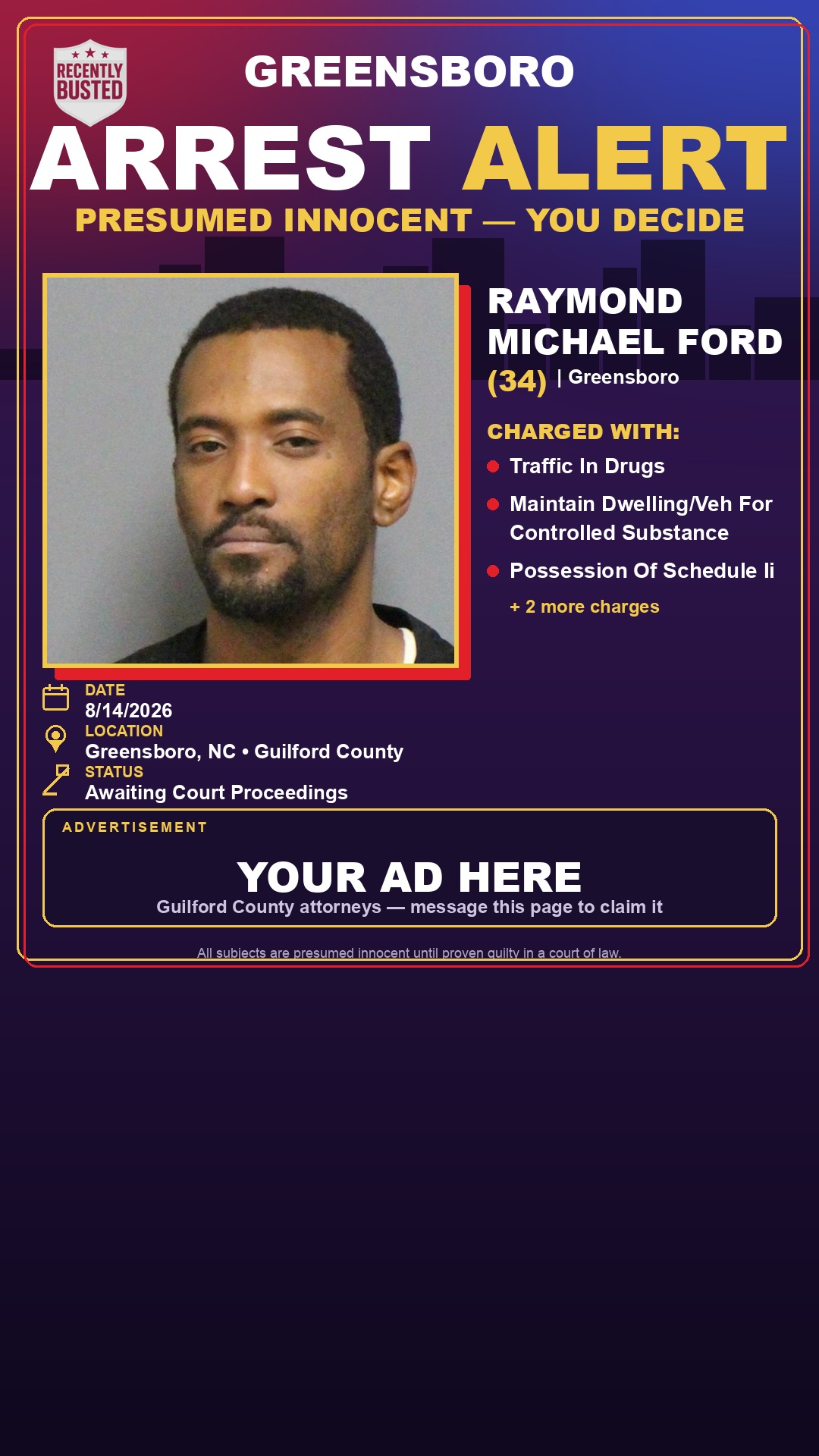 Arrest report - RAYMOND MICHAEL FORD