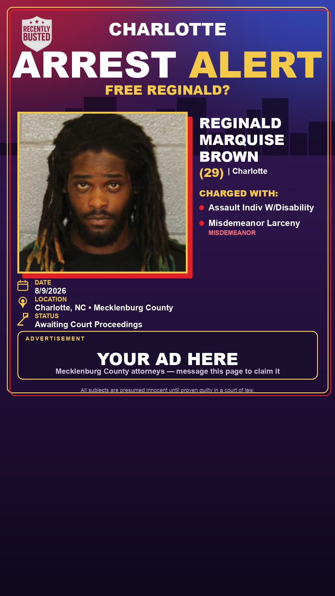 Arrest report - REGINALD MARQUISE BROWN