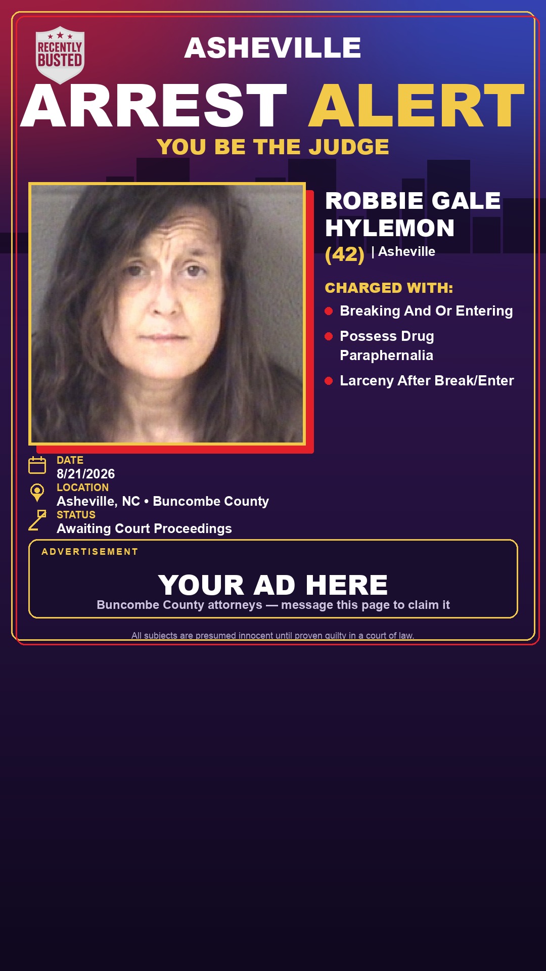 Arrest report - ROBBIE GALE HYLEMON