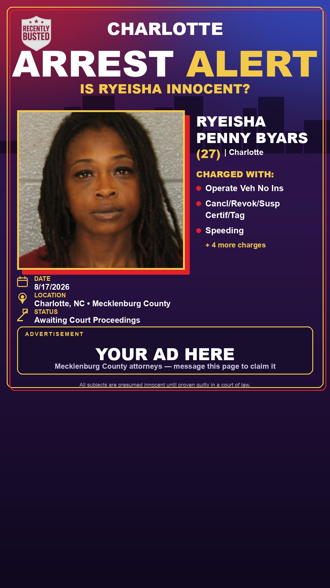 Arrest report - RYEISHA PENNY BYARS