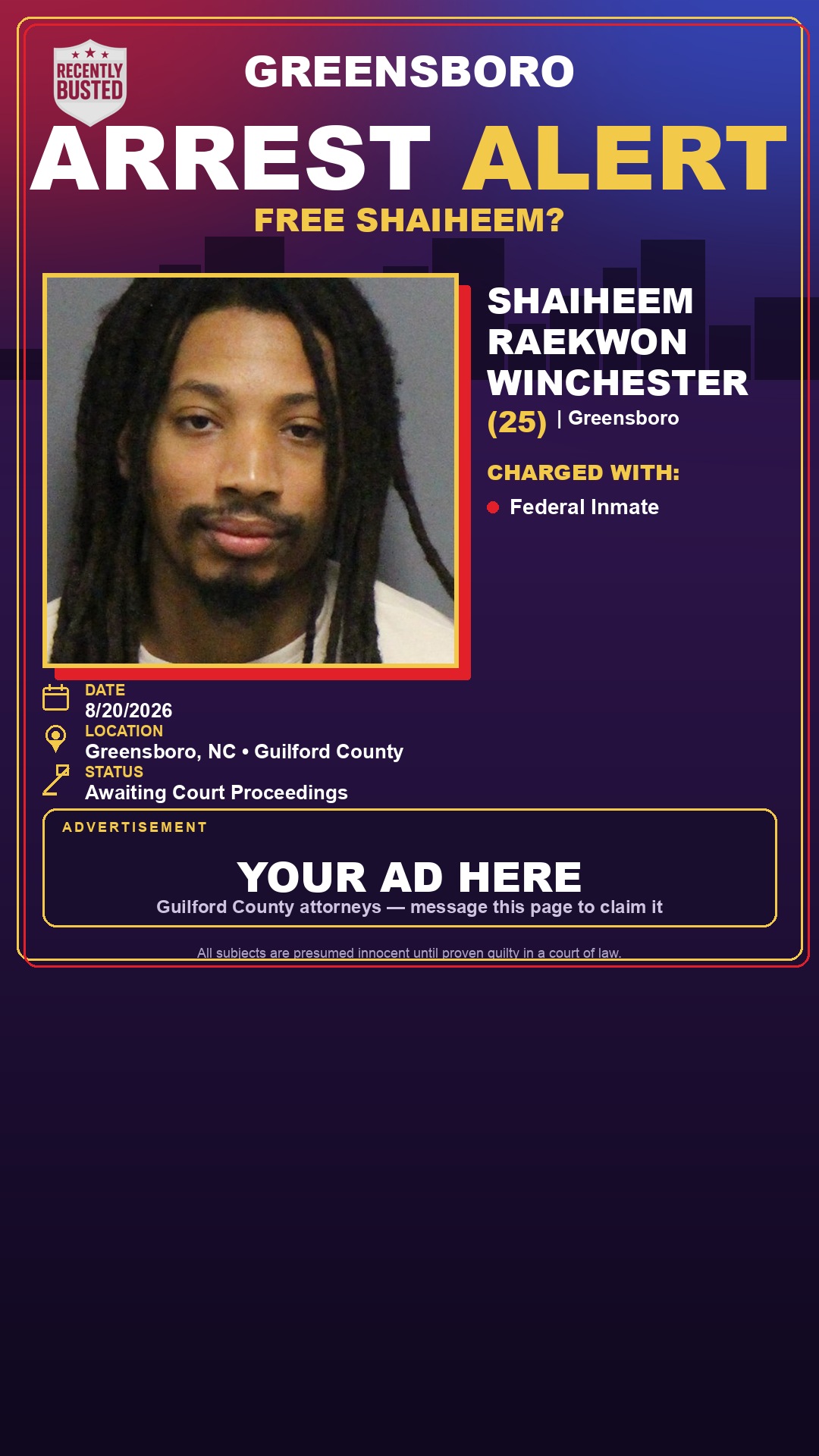 Arrest report - SHAIHEEM RAEKWON WINCHESTER