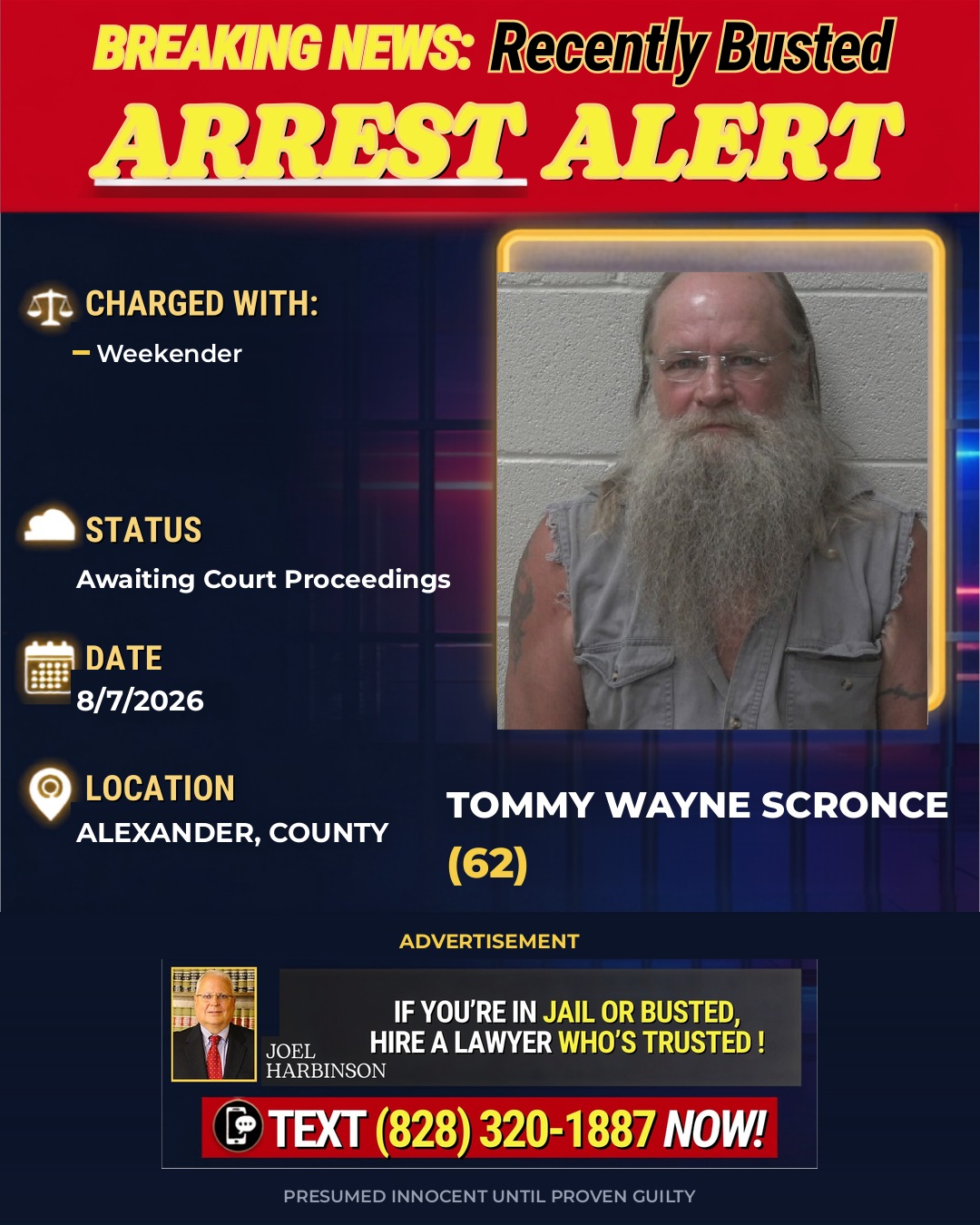Arrest report - TOMMY WAYNE SCRONCE