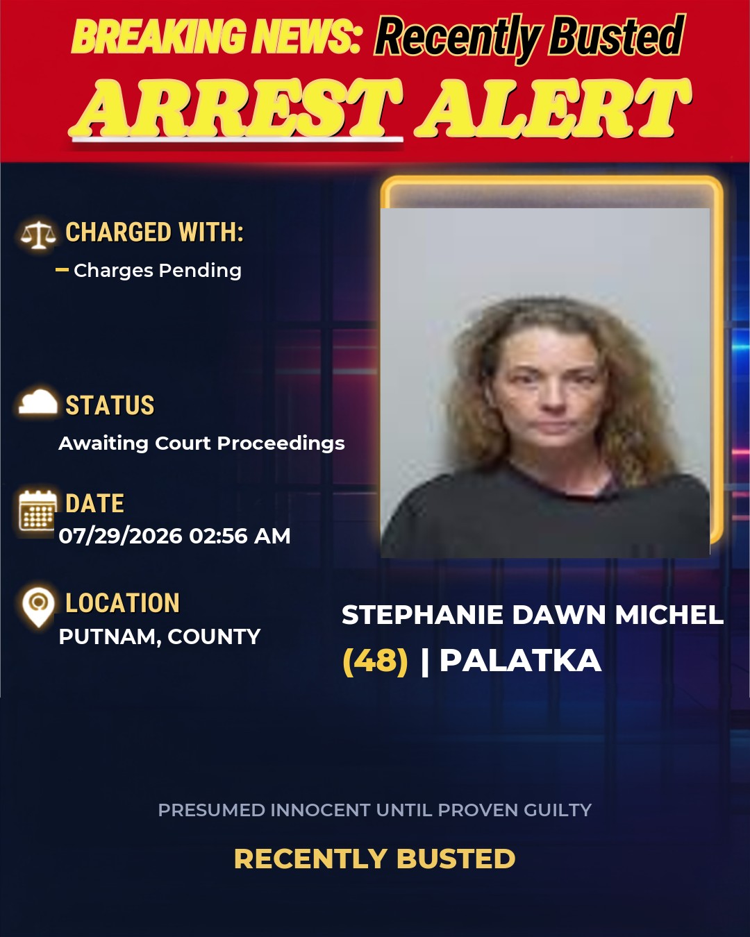 Arrest report - Stephanie Dawn Michel
