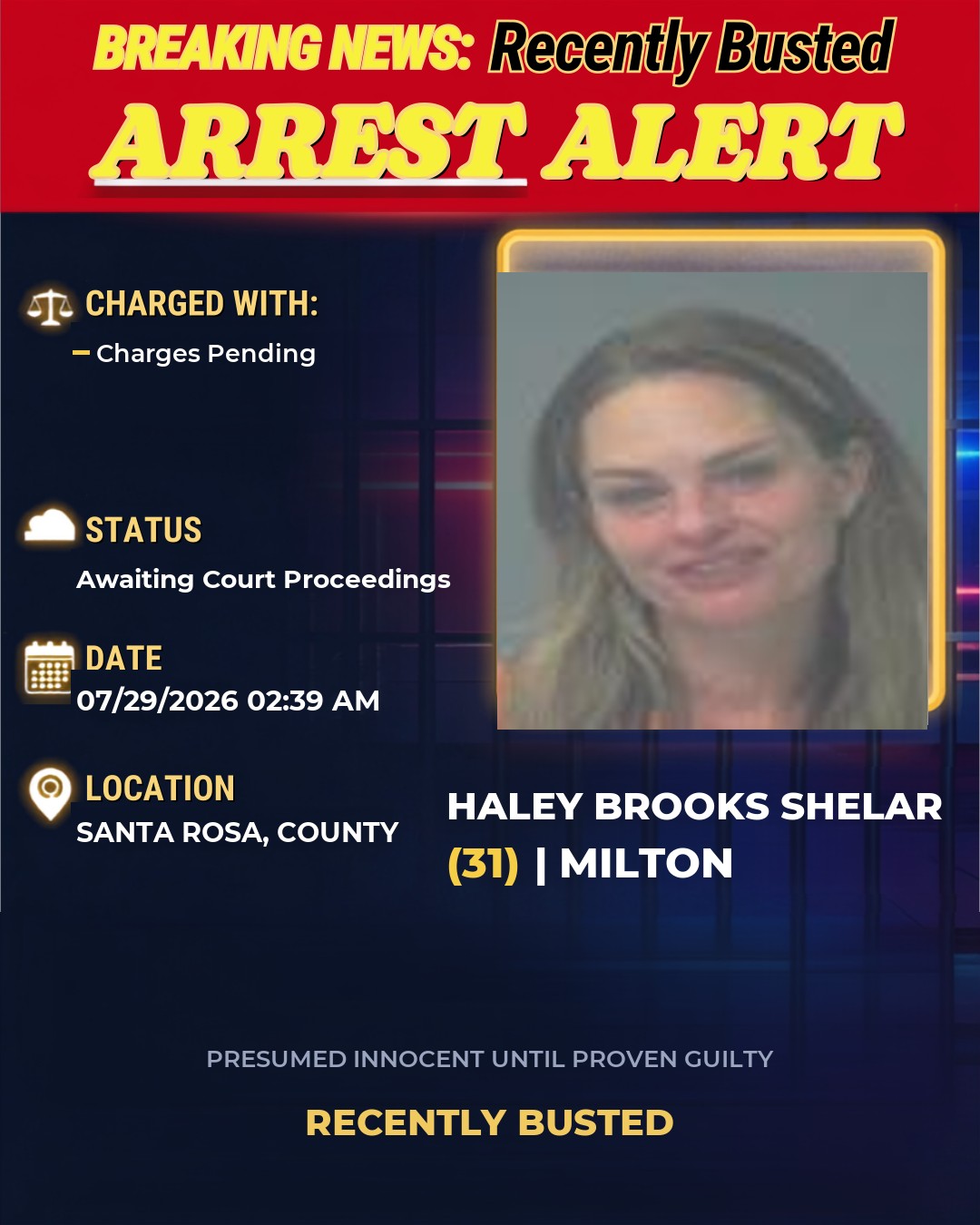 Arrest report - Haley Brooks Shelar