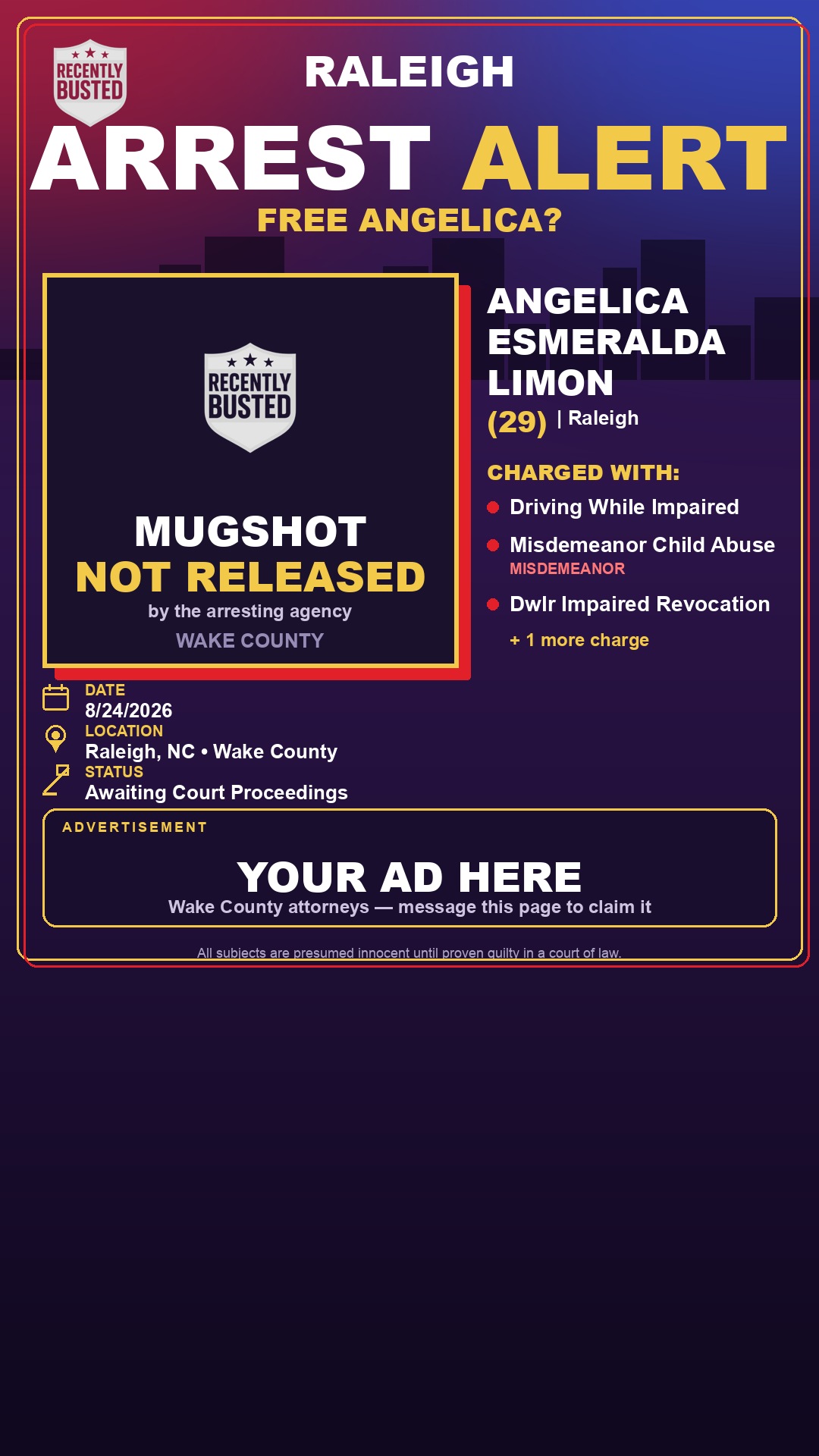 Arrest report - ANGELICA ESMERALDA LIMON