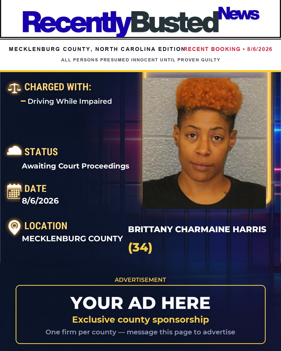 Arrest report - BRITTANY CHARMAINE HARRIS