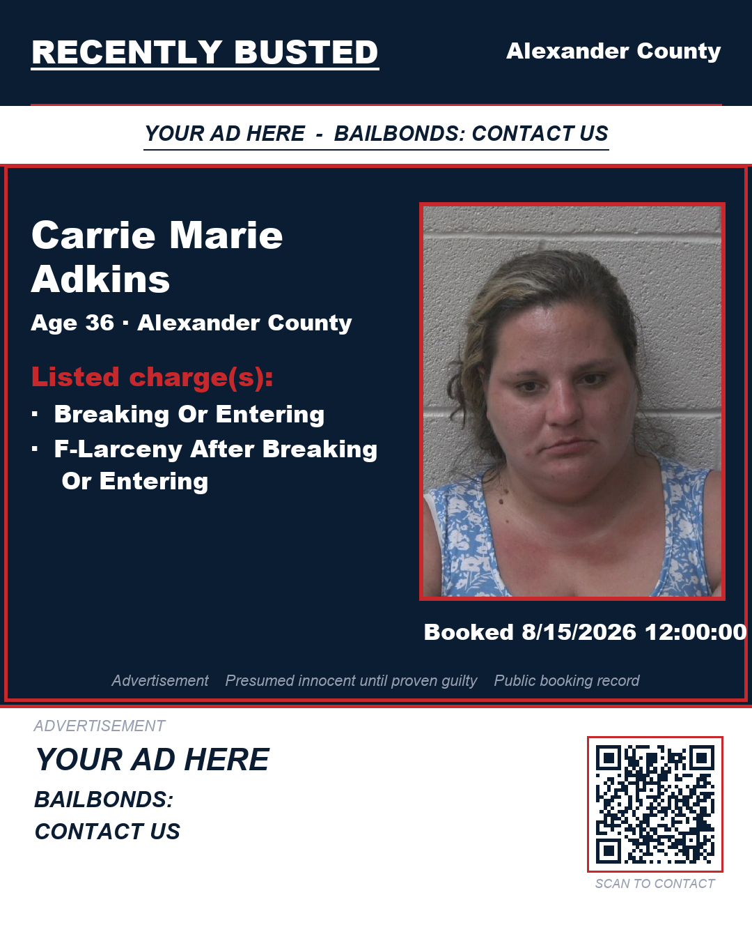 Arrest report - CARRIE MARIE ADKINS
