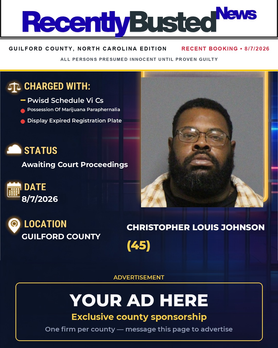 Arrest report - CHRISTOPHER LOUIS JOHNSON