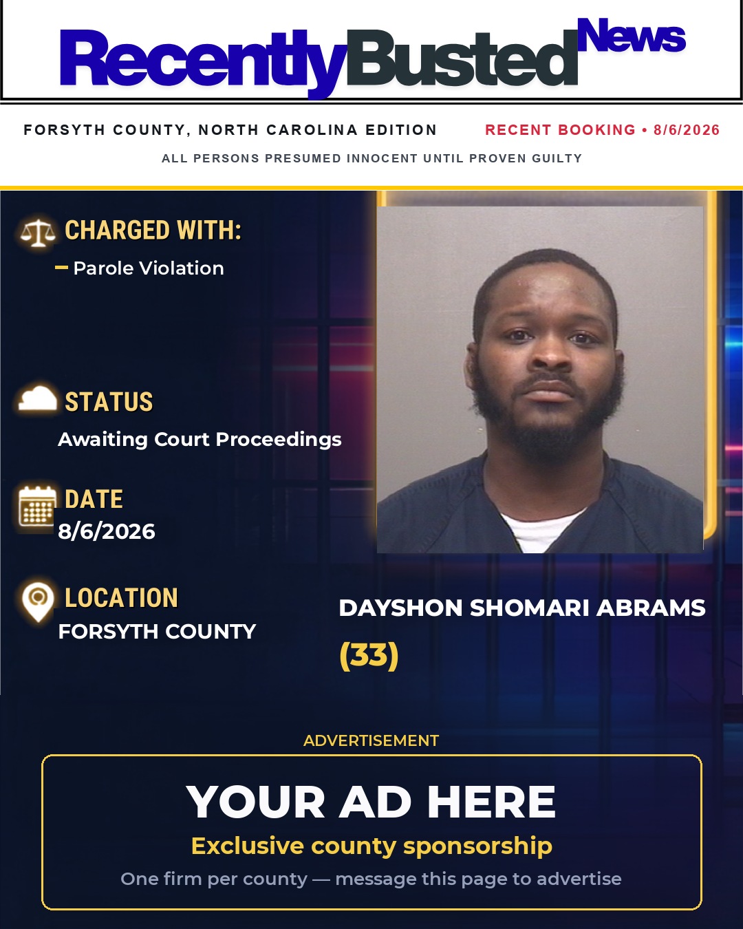 Arrest report - DAYSHON SHOMARI ABRAMS