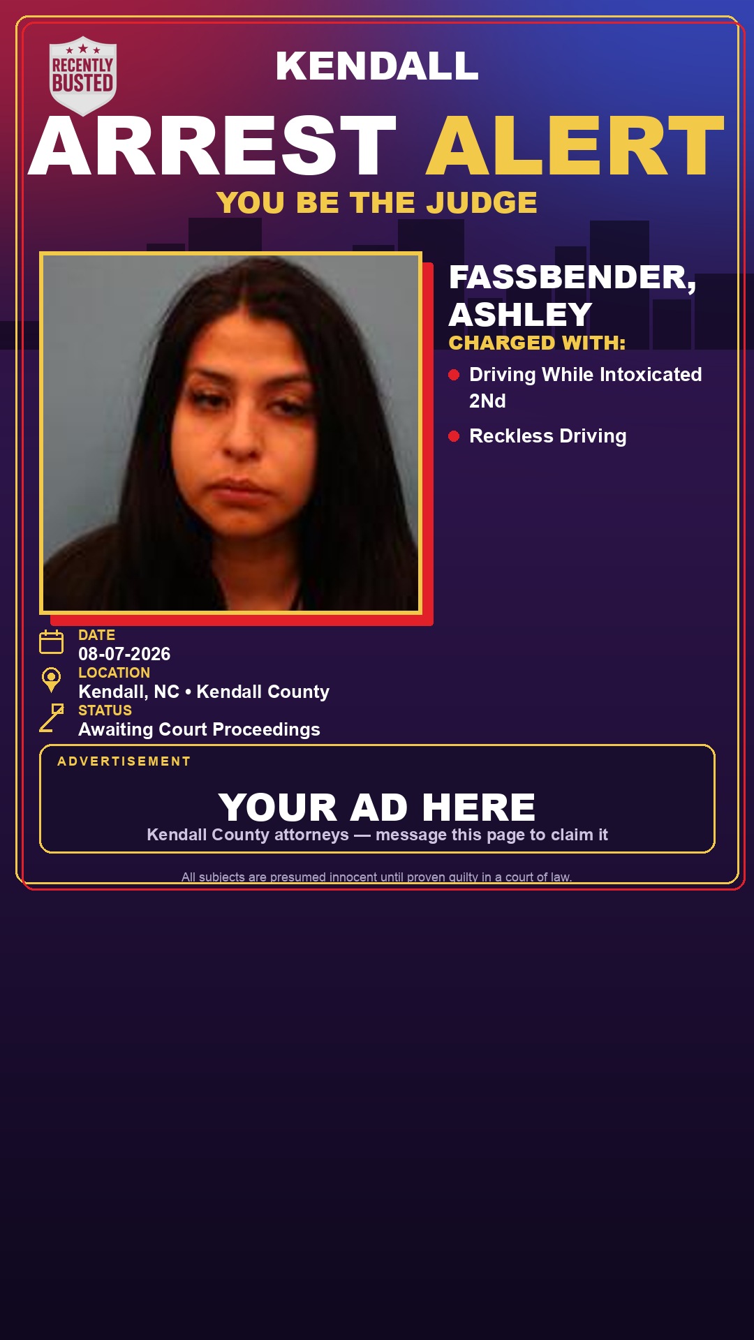 Arrest report - Fassbender, Ashley