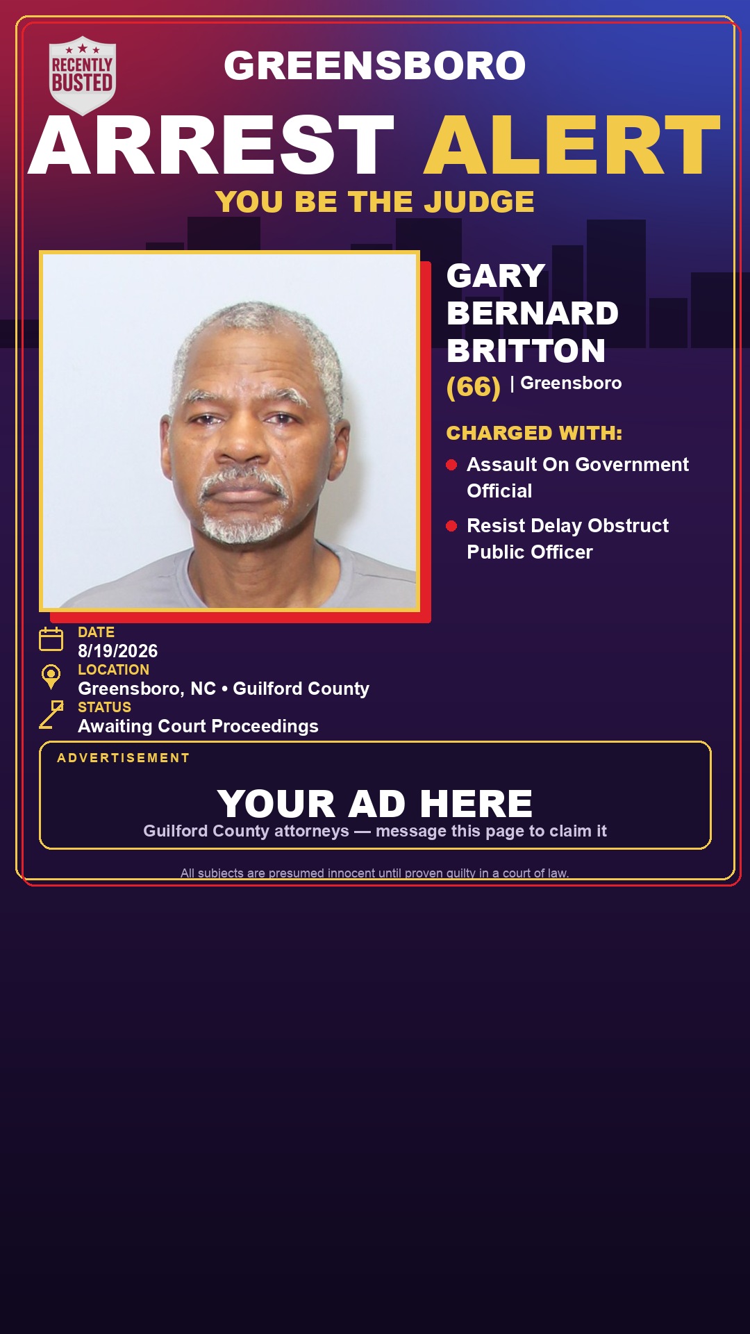 Arrest report - GARY BERNARD BRITTON
