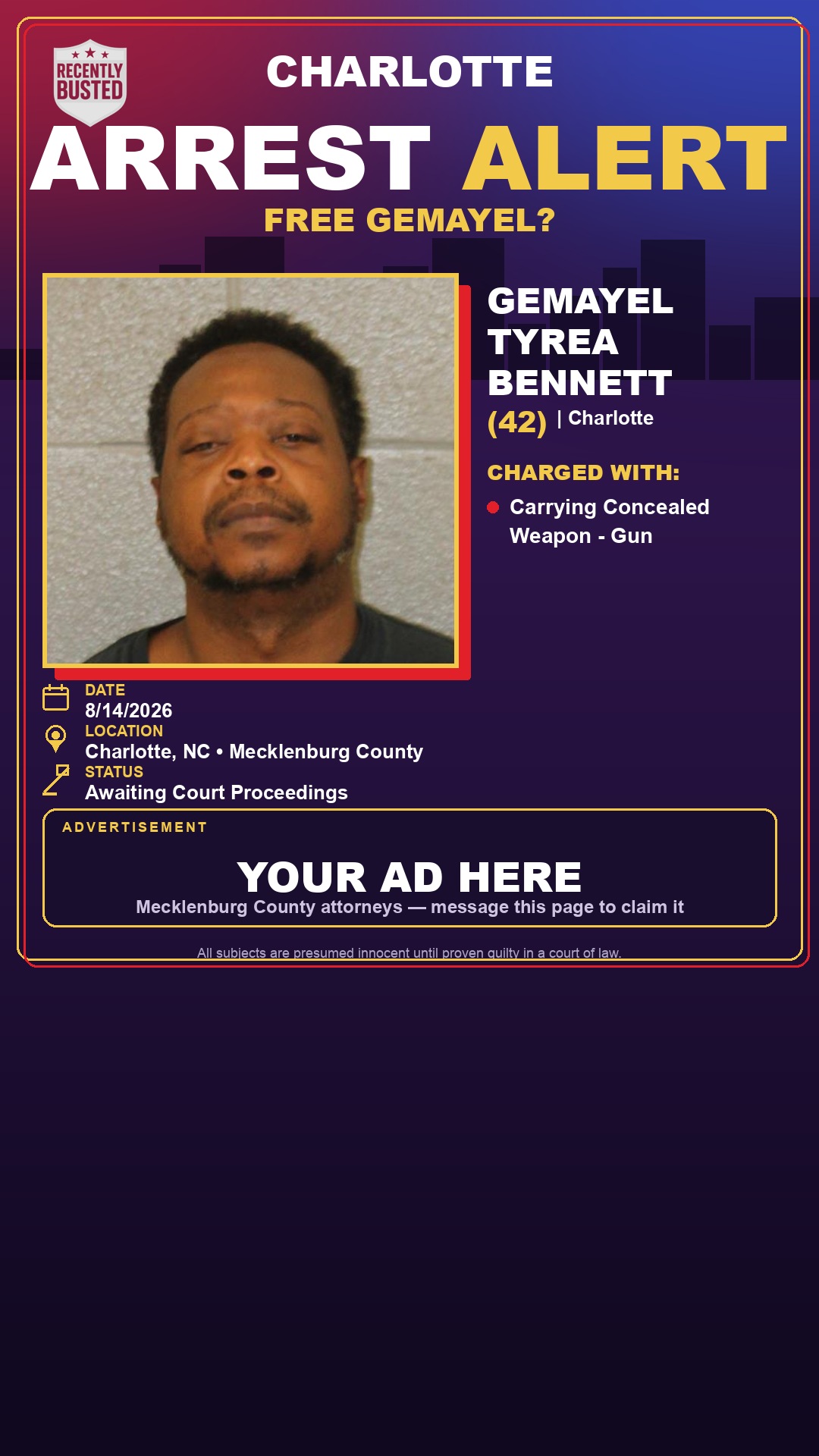 Arrest report - GEMAYEL TYREA BENNETT