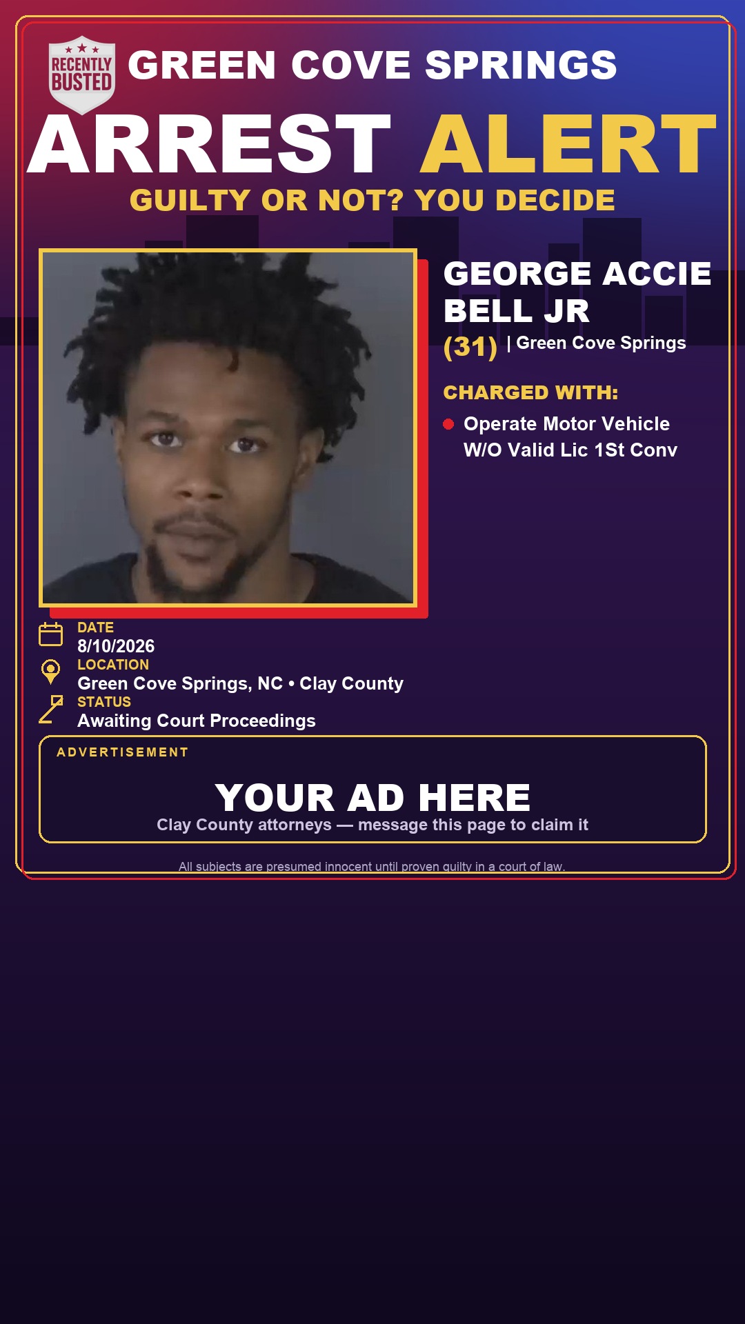 Arrest report - GEORGE ACCIE BELL JR