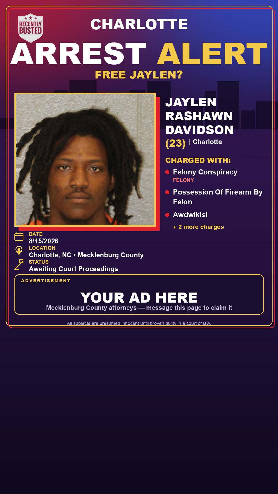 Arrest report - JAYLEN RASHAWN DAVIDSON