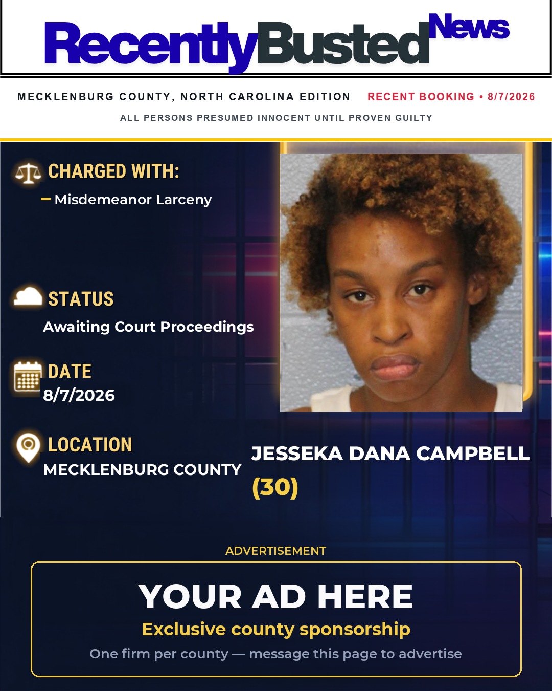Arrest report - JESSEKA DANA CAMPBELL