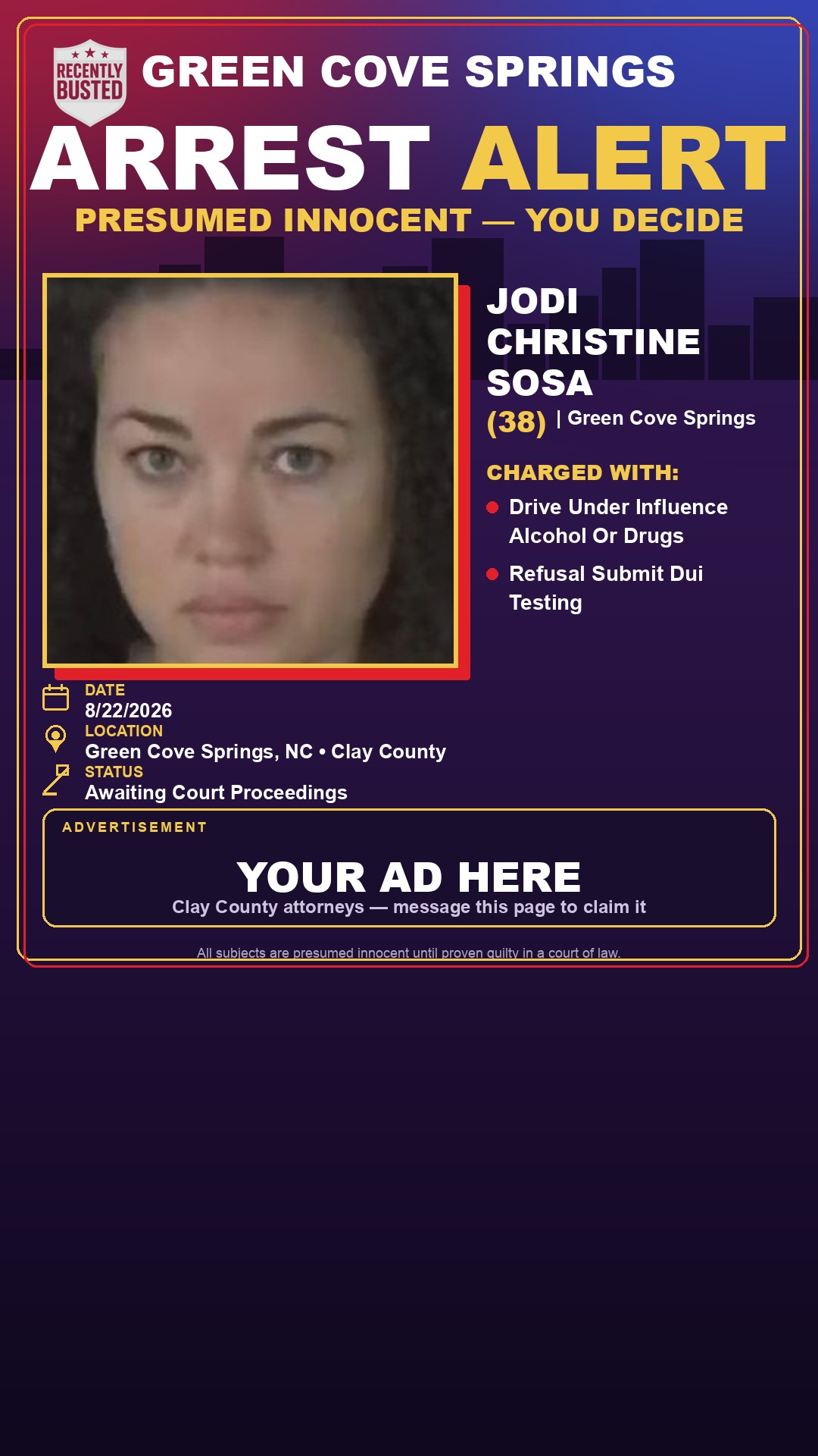 Arrest report - JODI CHRISTINE SOSA