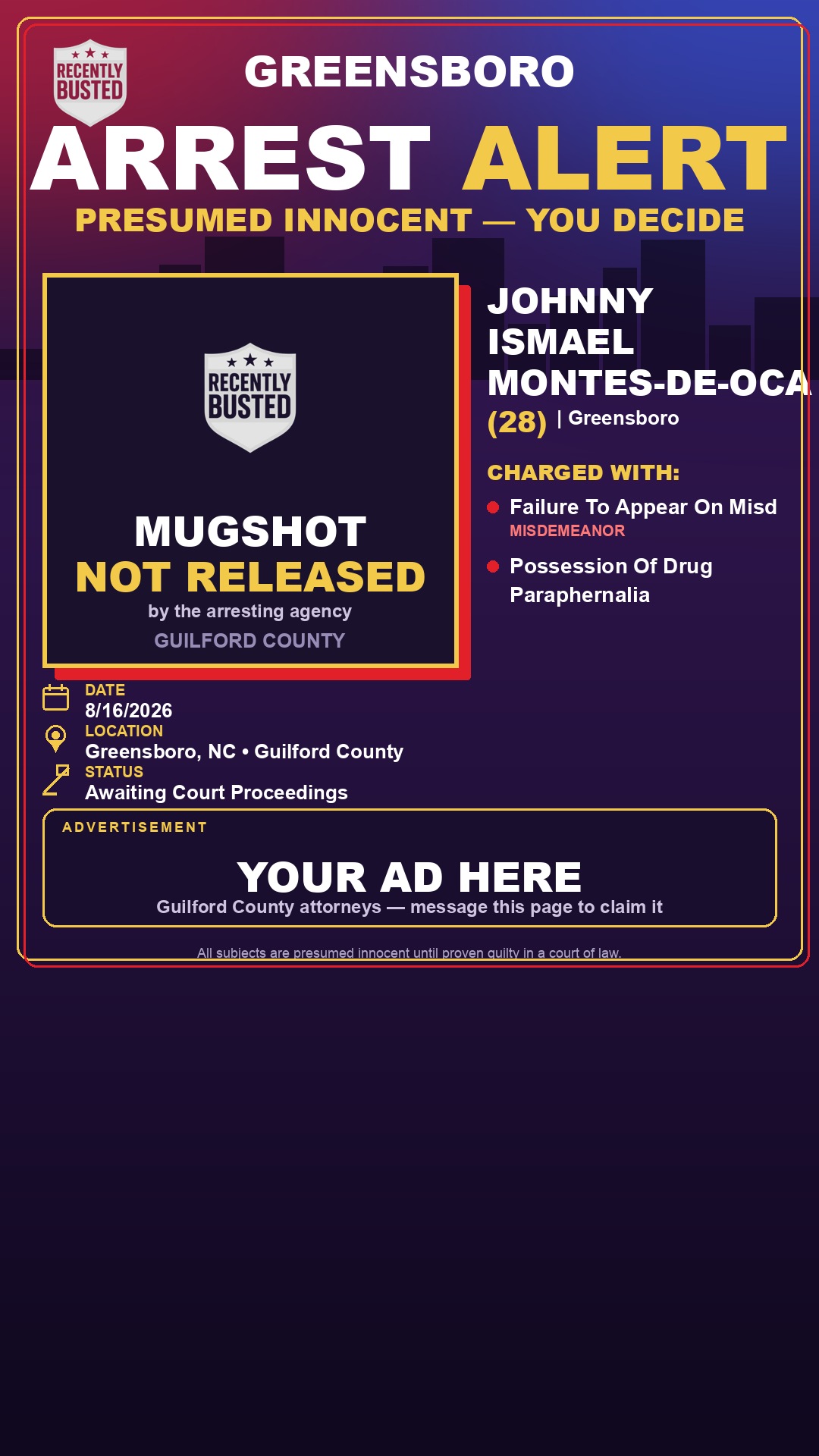 Arrest report - JOHNNY ISMAEL MONTES-DE-OCA
