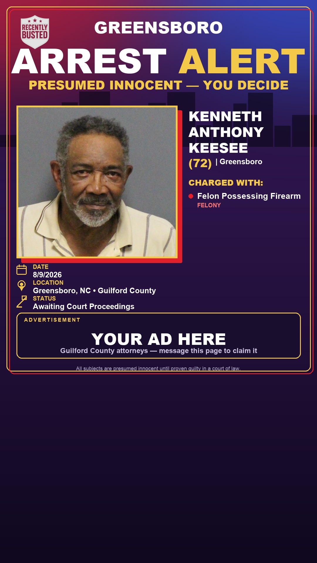 Arrest report - KENNETH ANTHONY KEESEE