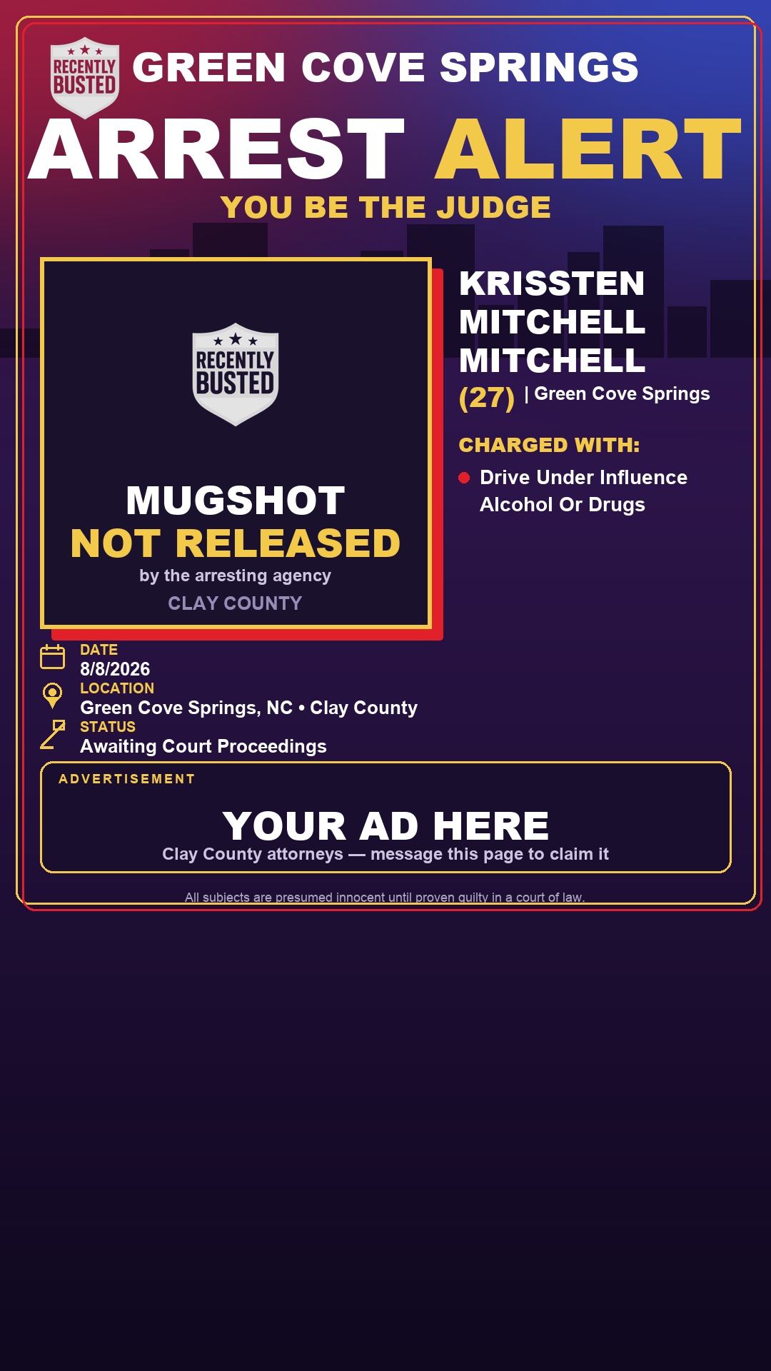 Arrest report - KRISSTEN MITCHELL MITCHELL
