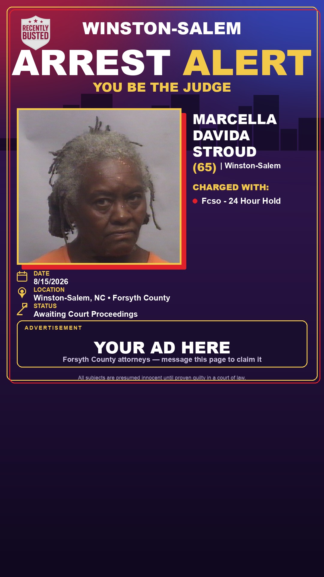 Arrest report - MARCELLA DAVIDA STROUD