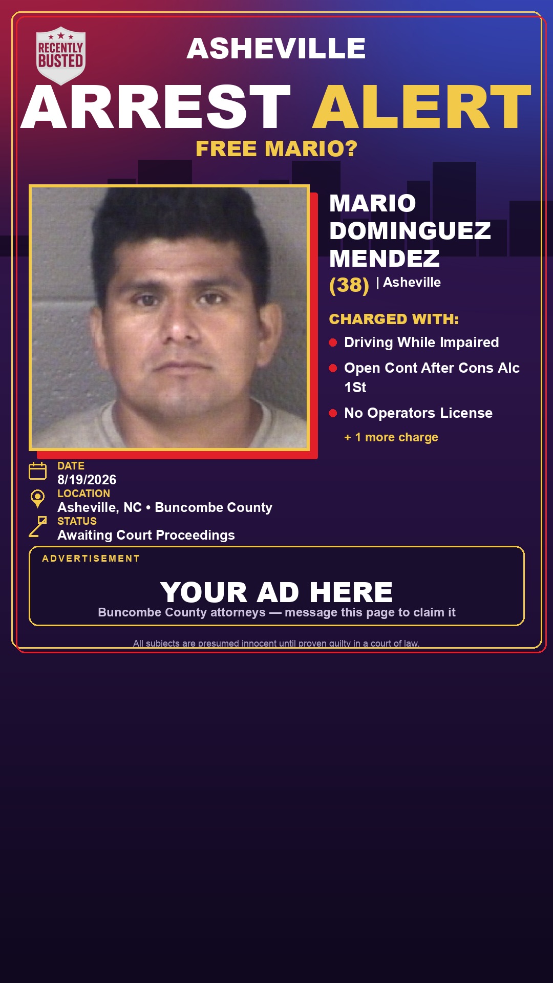 Arrest report - MARIO DOMINGUEZ MENDEZ