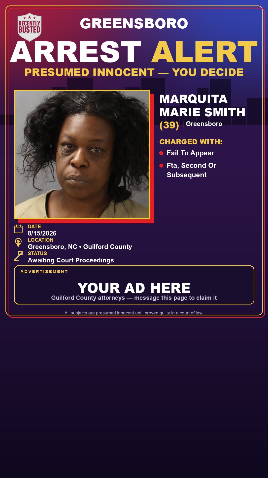 Arrest report - MARQUITA MARIE SMITH