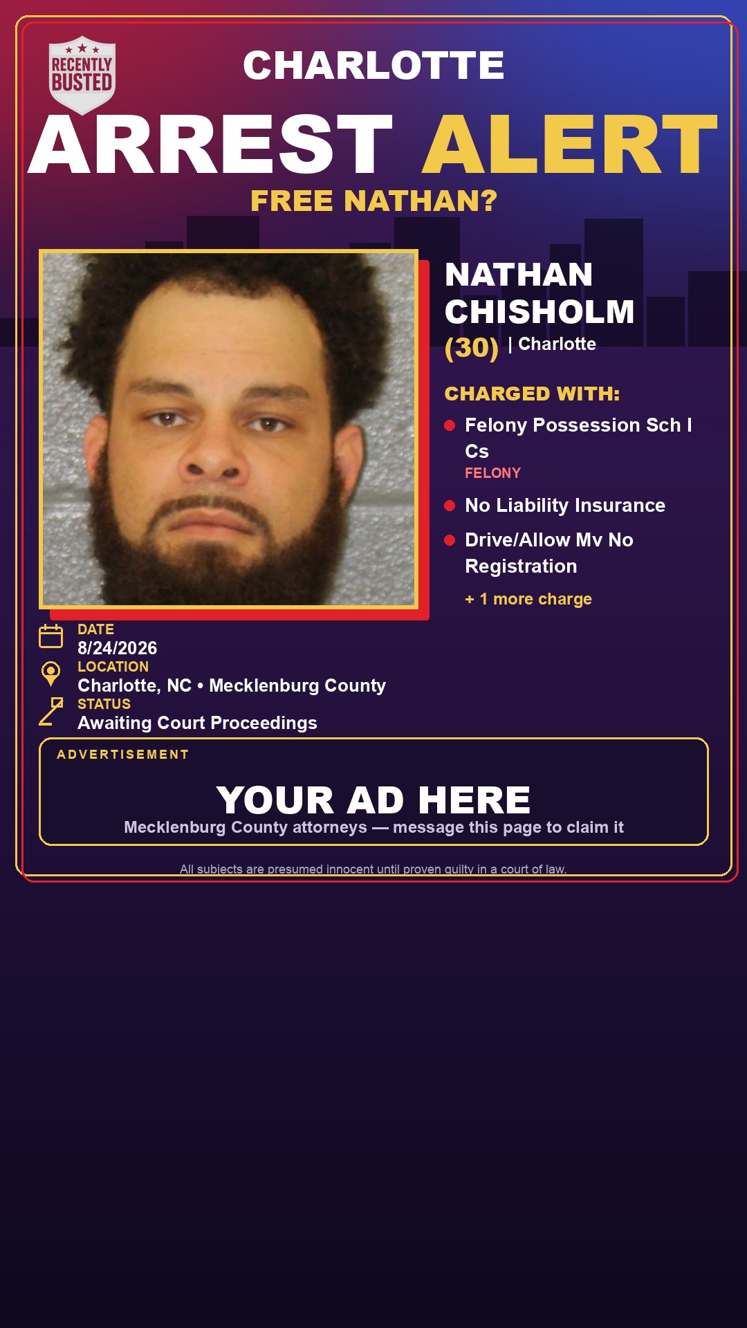 Arrest report - NATHAN CHISHOLM