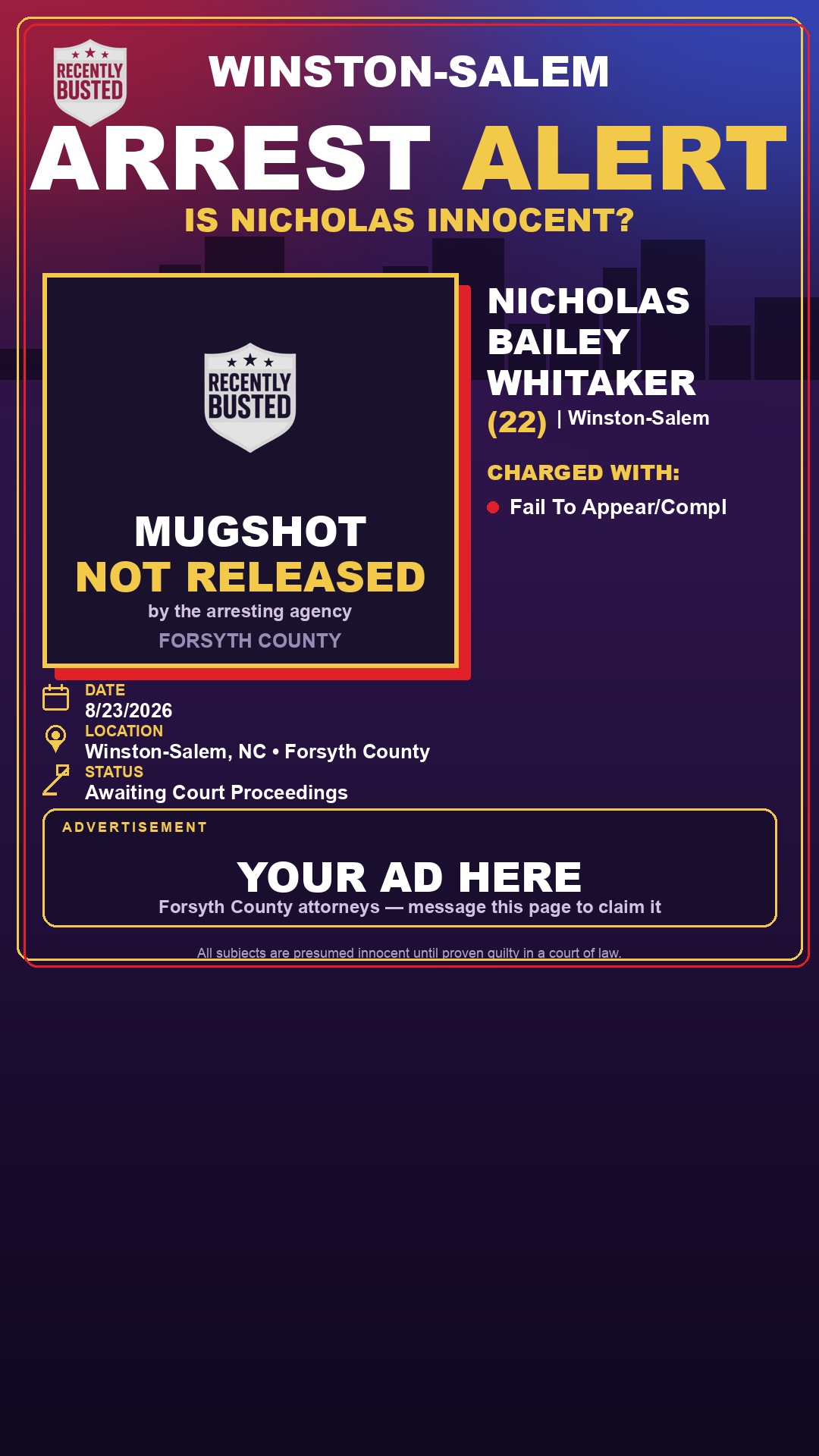 Arrest report - NICHOLAS BAILEY WHITAKER