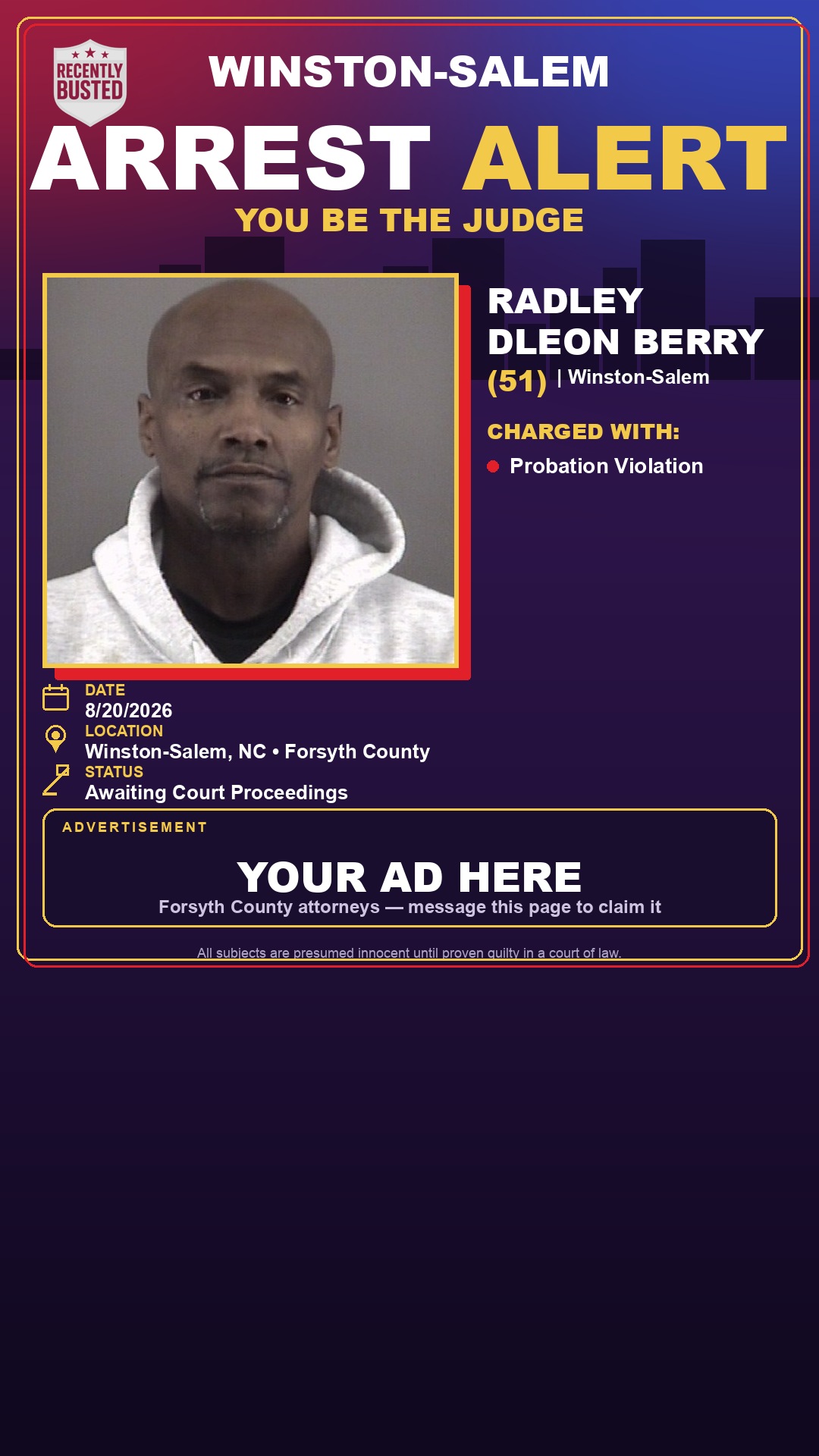 Arrest report - RADLEY DLEON BERRY