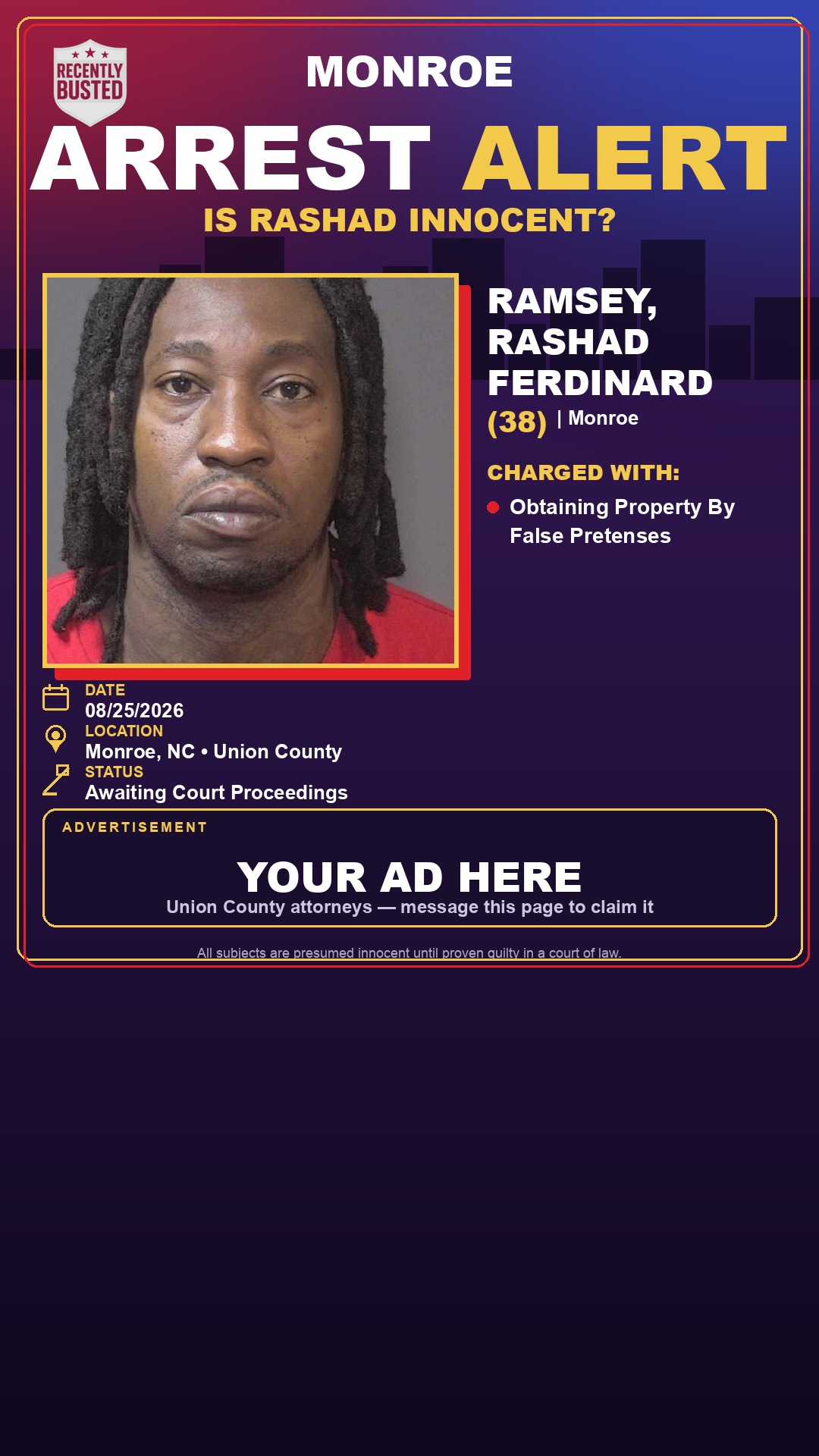 Arrest report - RAMSEY, RASHAD FERDINARD