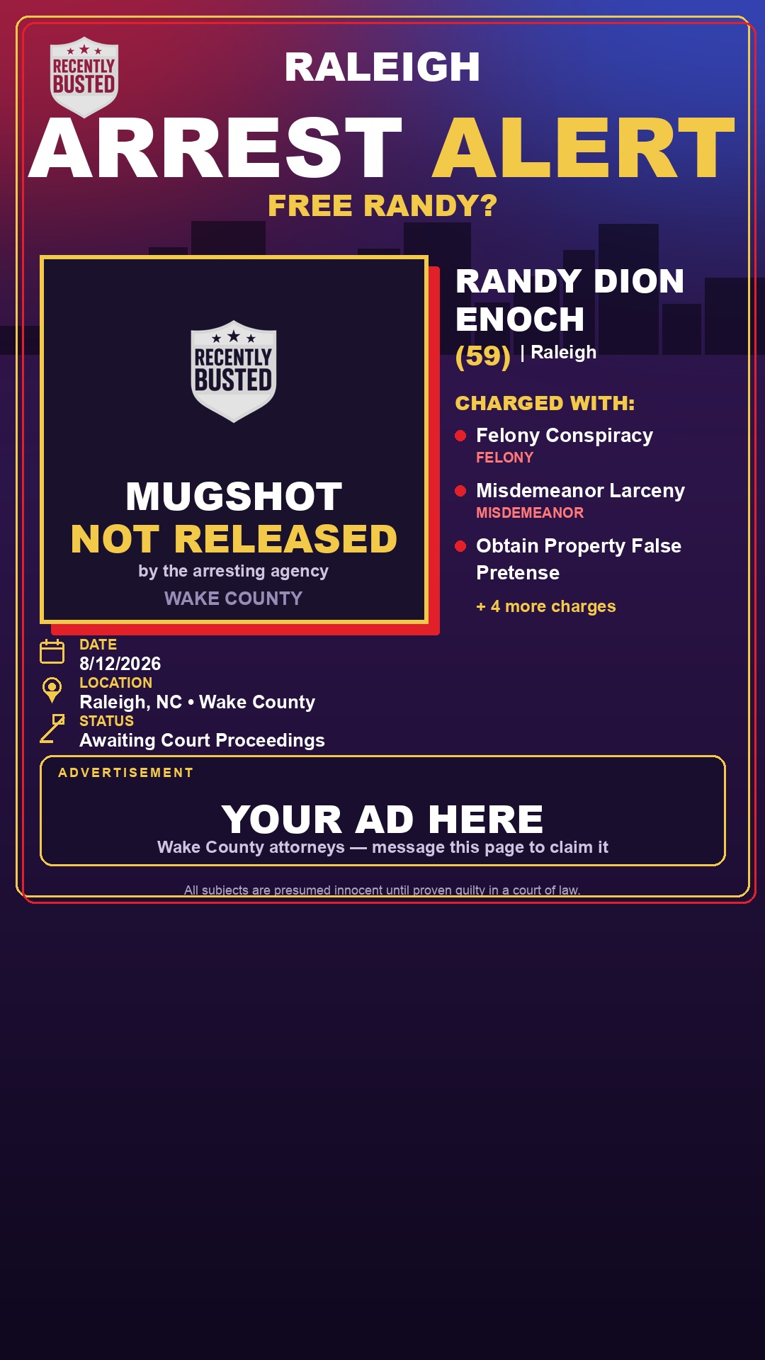 Arrest report - RANDY DION ENOCH